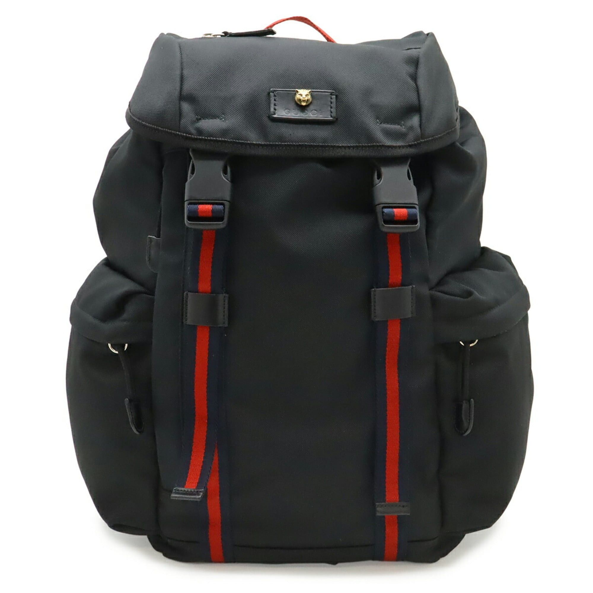 Gucci GUCCI Techno Canvas Web Line Sherry Cat Head Backpack Rucksack Leather Black 429037 Size ONE SIZE - 1 Thumbnail