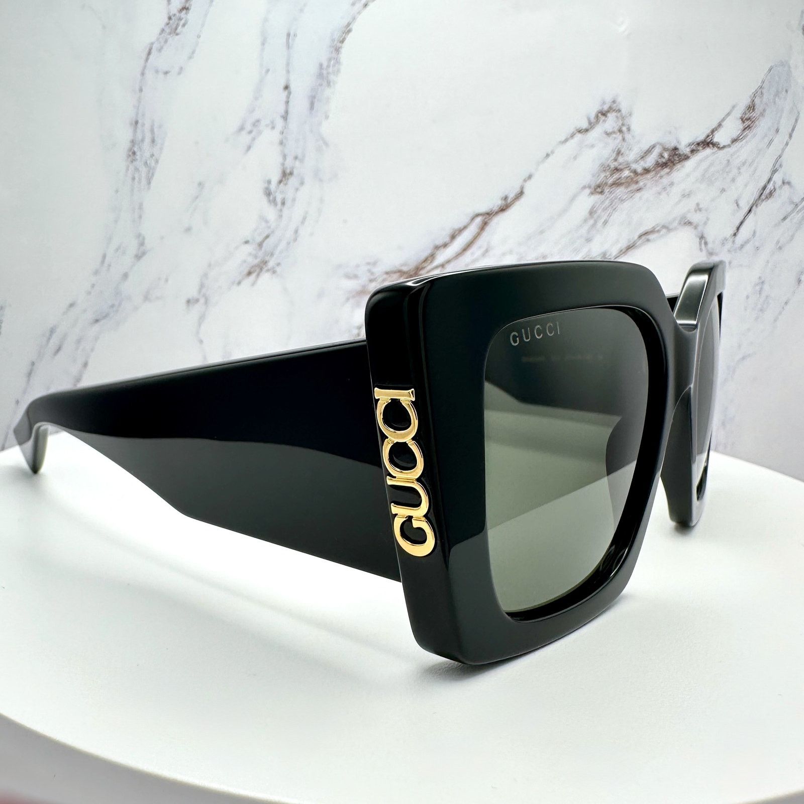 Gucci New GUCCI Sunglasses Black Gold Logo Square Oversized 51mm Size ONE SIZE - 20 Thumbnail
