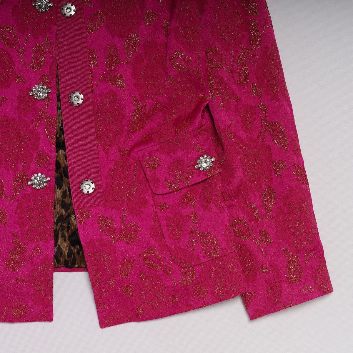 Dolce & Gabbana Dolce Gabbana Tuxedo Jacquard Blazer Silk Pink Jacket Flower Size XS / US 0-2 / IT 36-38 - 5 Thumbnail