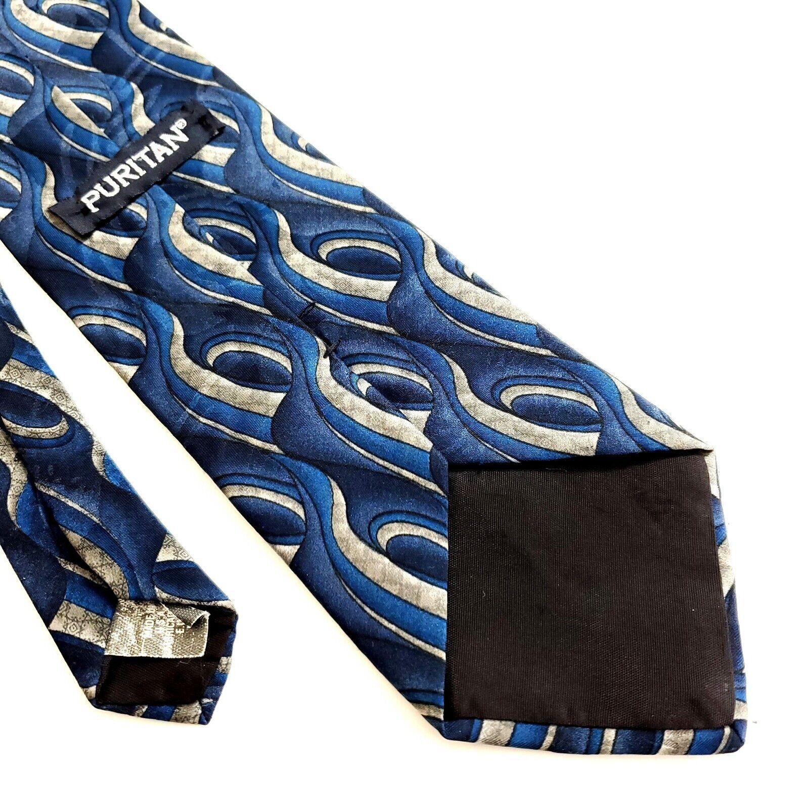 Puritan Puritan Polyester Tie Blue Abstract Tan Tie Size ONE SIZE - 6 Thumbnail