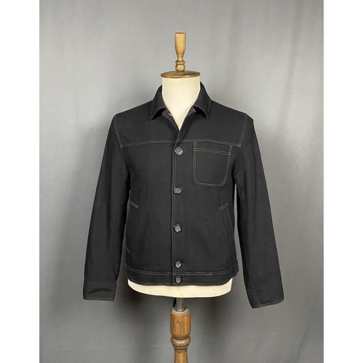 Oliver Spencer MINT! Oliver Spencer Men's Black Denim Collared Bomber Jacke Size US M / EU 48-50 / 2 - 1 Thumbnail