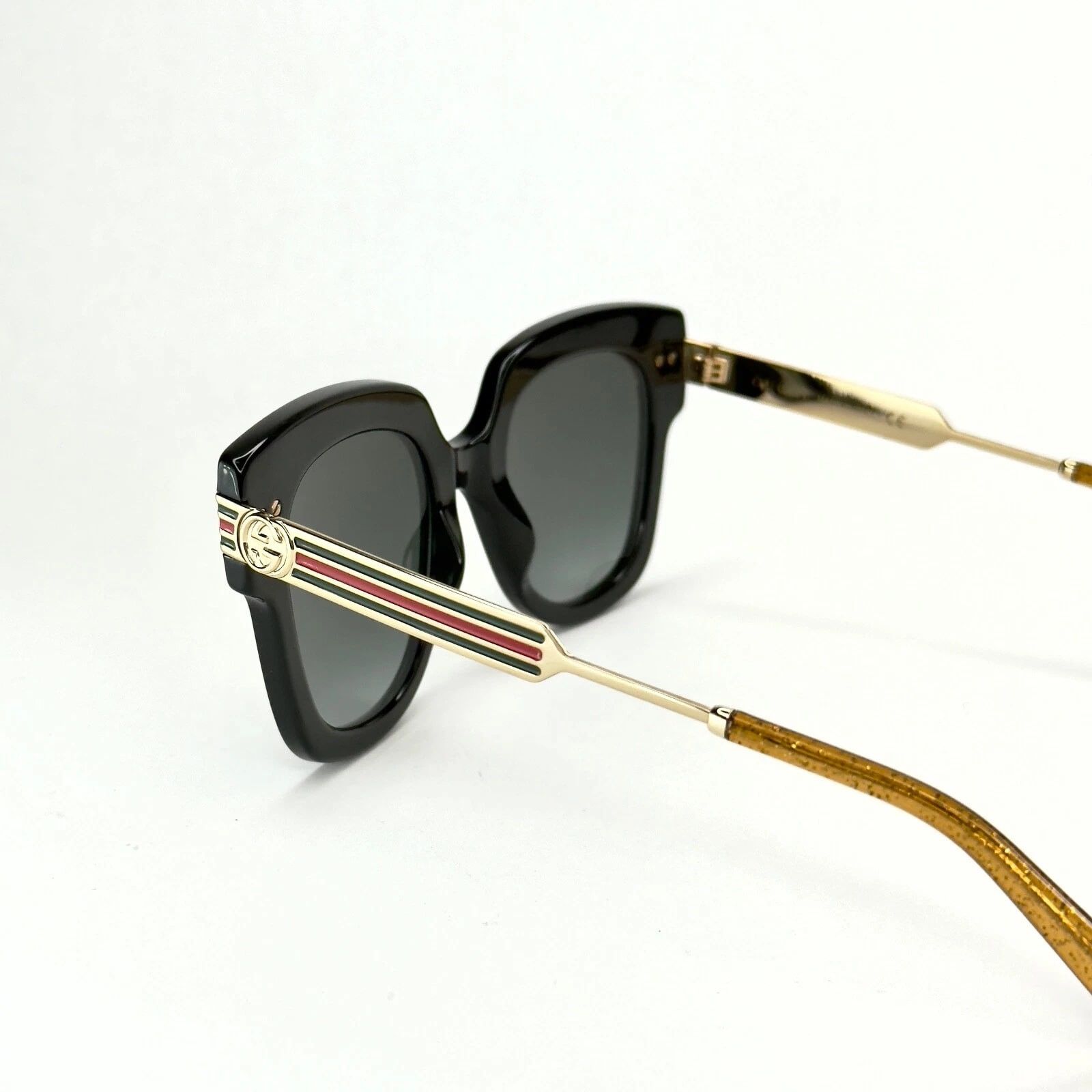 Gucci GUCCI GG0281S WEB Stripe 0281 Gold Black Sunglasses 001 Size ONE SIZE - 5 Thumbnail