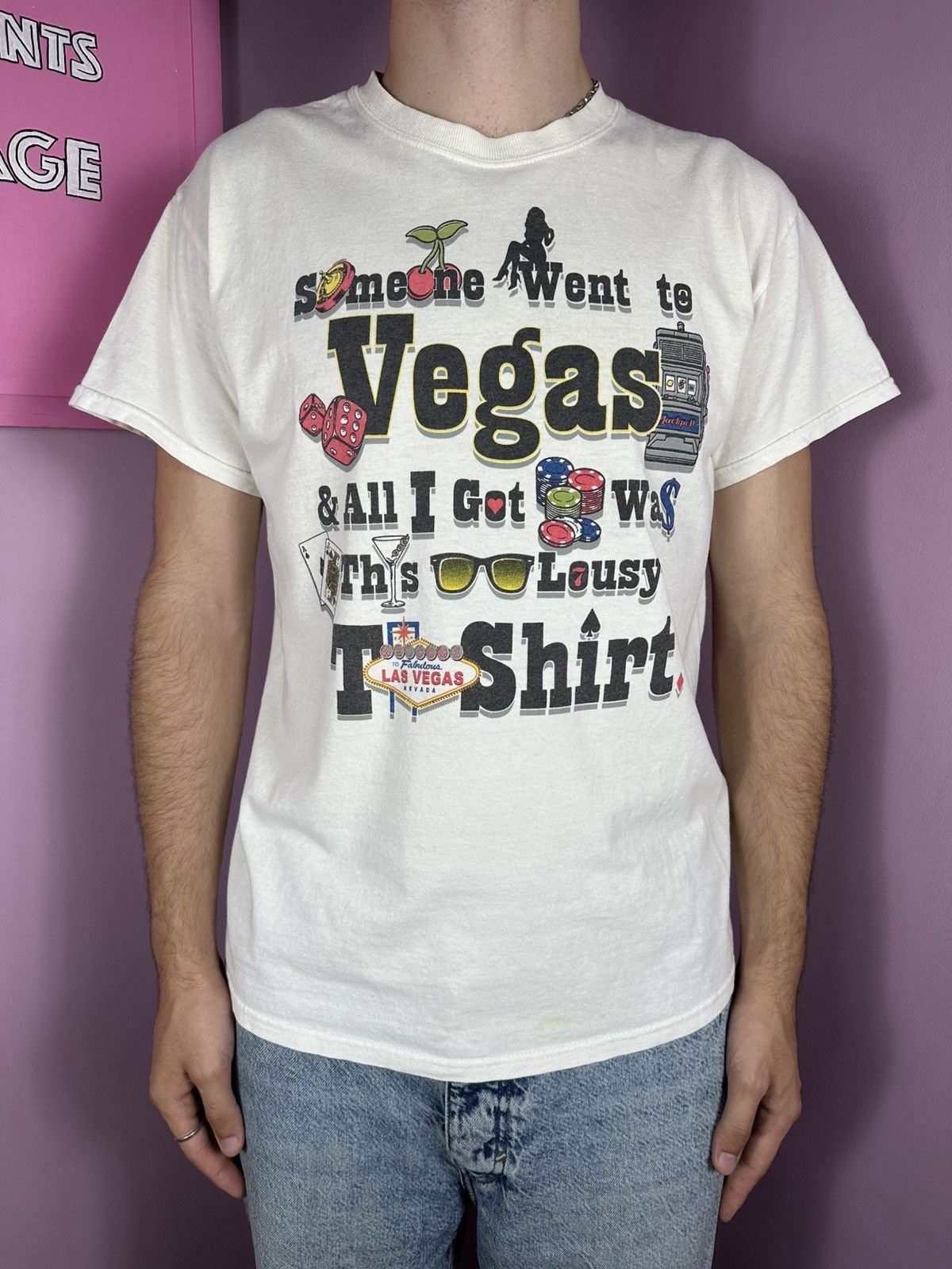 Gildan Las Vegas T Shirt Humor Distressed Vintage Printed Casino Size US M / EU 48-50 / 2 - 2 Thumbnail