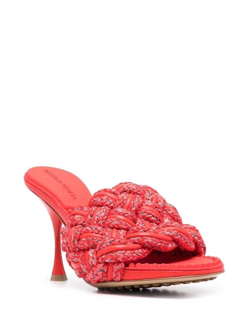 Bottega Veneta o1y0725 Spool Heel Mules in Tomato Red Size US 5 / IT 35 - 2 Thumbnail