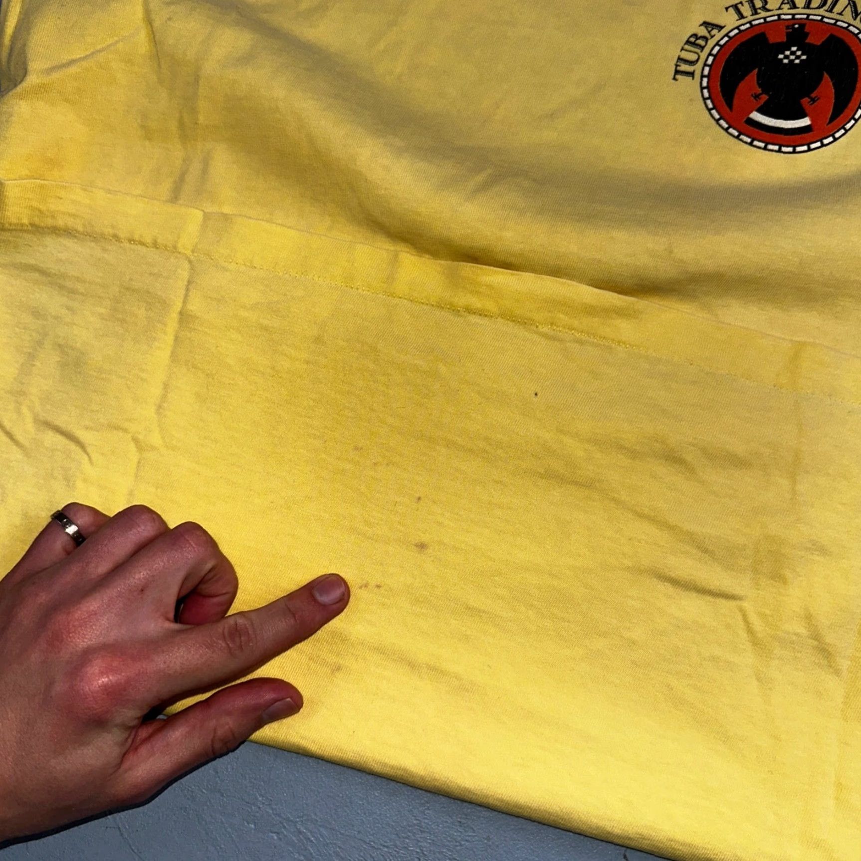 Vintage VINTAGE Oneita T-Shirt Shirt XL Yellow Men Crew Neck Short Sleeve Graphic Print 70s 80s 90s Band Orchestra Tuba Trading Post Rare Size US XL / EU 56 / 4 - 5 Thumbnail