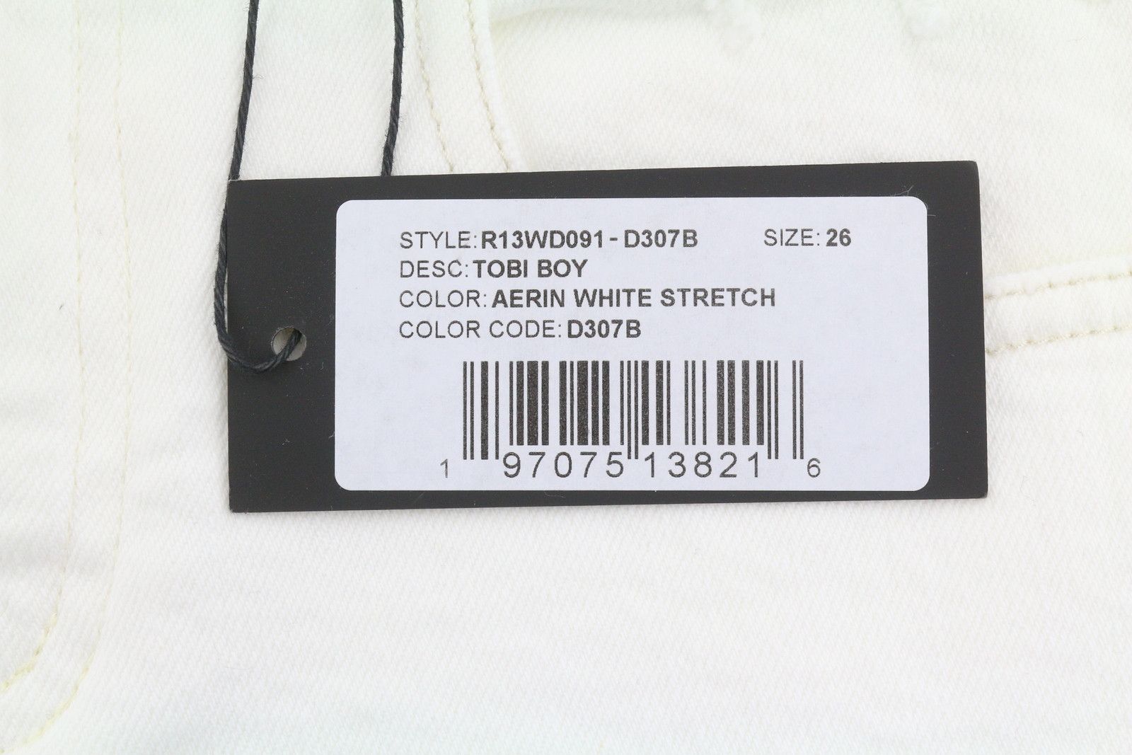 R13 TOBY BOY 26 Aerin White Stretch Jeans 89845 Size 26" / US 2 / IT 38 - 8 Thumbnail