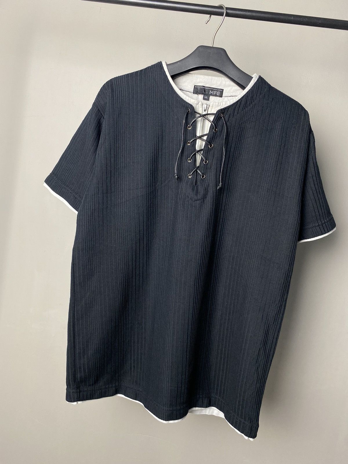 14th Addiction × KMRii × Yasuyuki Ishii MFE Double Layer Laces Up Tshirt Size US M / EU 48-50 / 2 - 2 Thumbnail