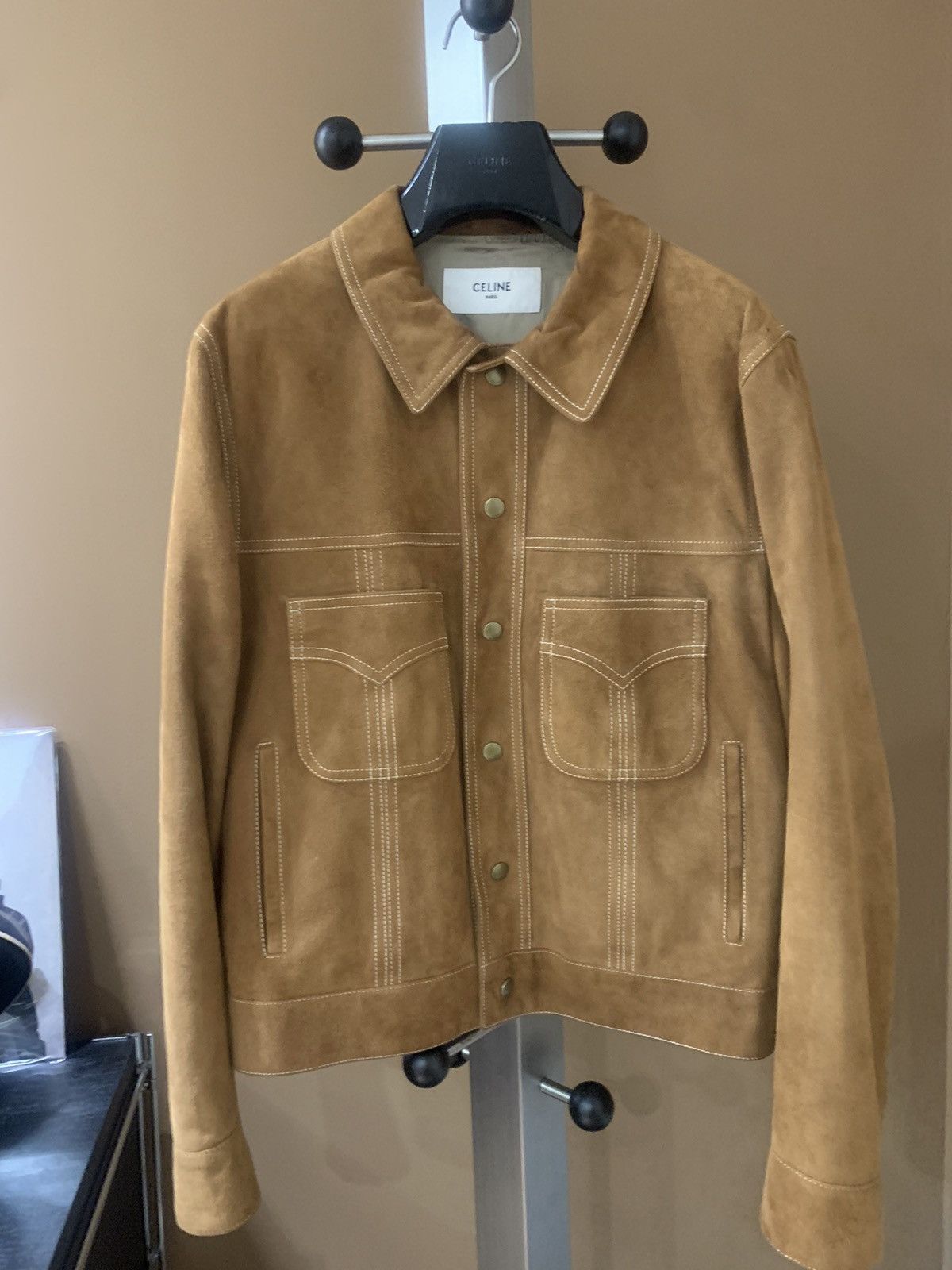 Celine 2020FW Camel Suede Trucker jacket