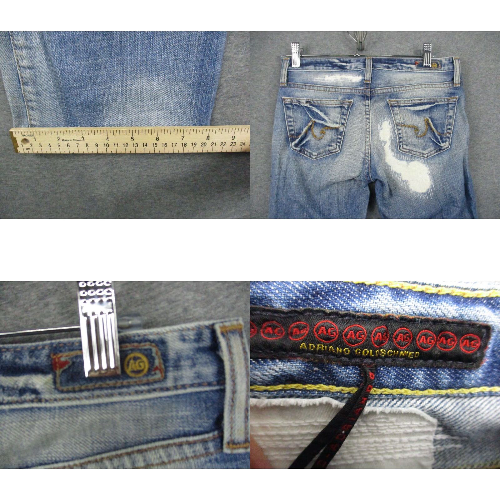 Vintage VINTAGE Adriano Goldschmied Jeans Womens 25 R The Angle Bootcut Blue Acid Wash Distressed Jeans Womens Size 42" / US 20 - 8 Thumbnail