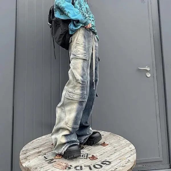 Japanese Brand Multi-pockets Drawstring Jeans Size US 28 / EU 44 - 3 Thumbnail