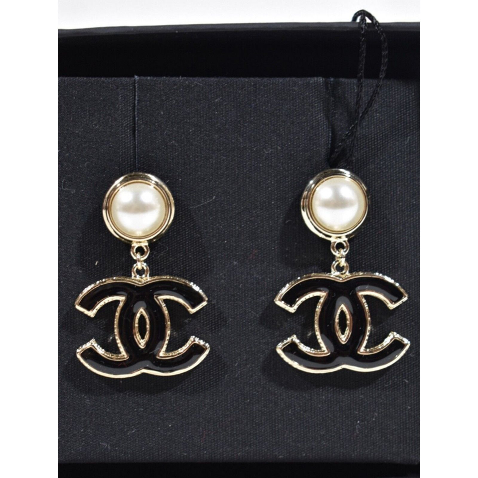 Chanel Chanel Pendant Gold Black Pearly White Stud Drop Earrings Size ONE SIZE - 7 Thumbnail