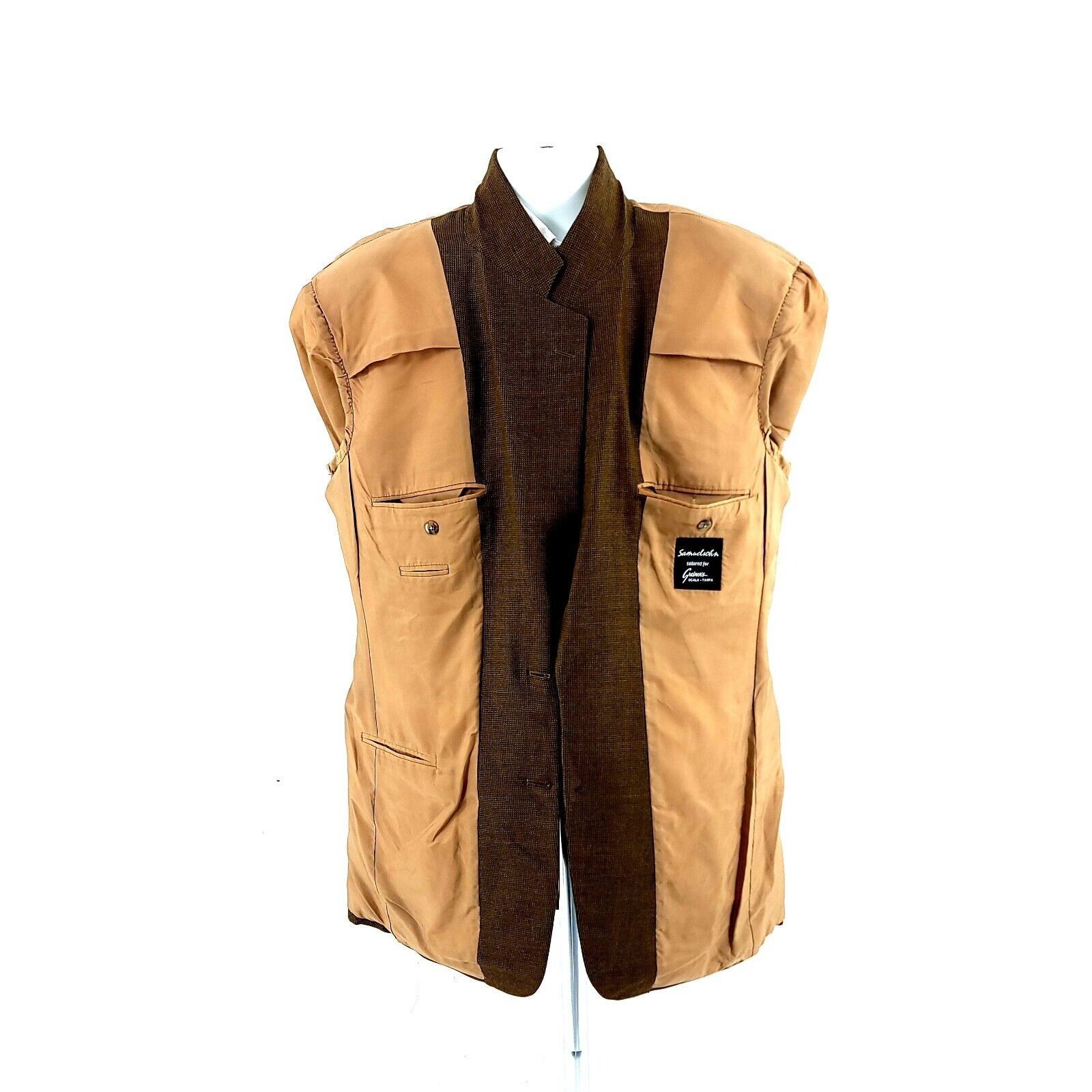 Samuelsohn Samuelsohn Super 100s Tweed Wool Cashmere Check 2 Button Spo Size 42L - 10 Thumbnail