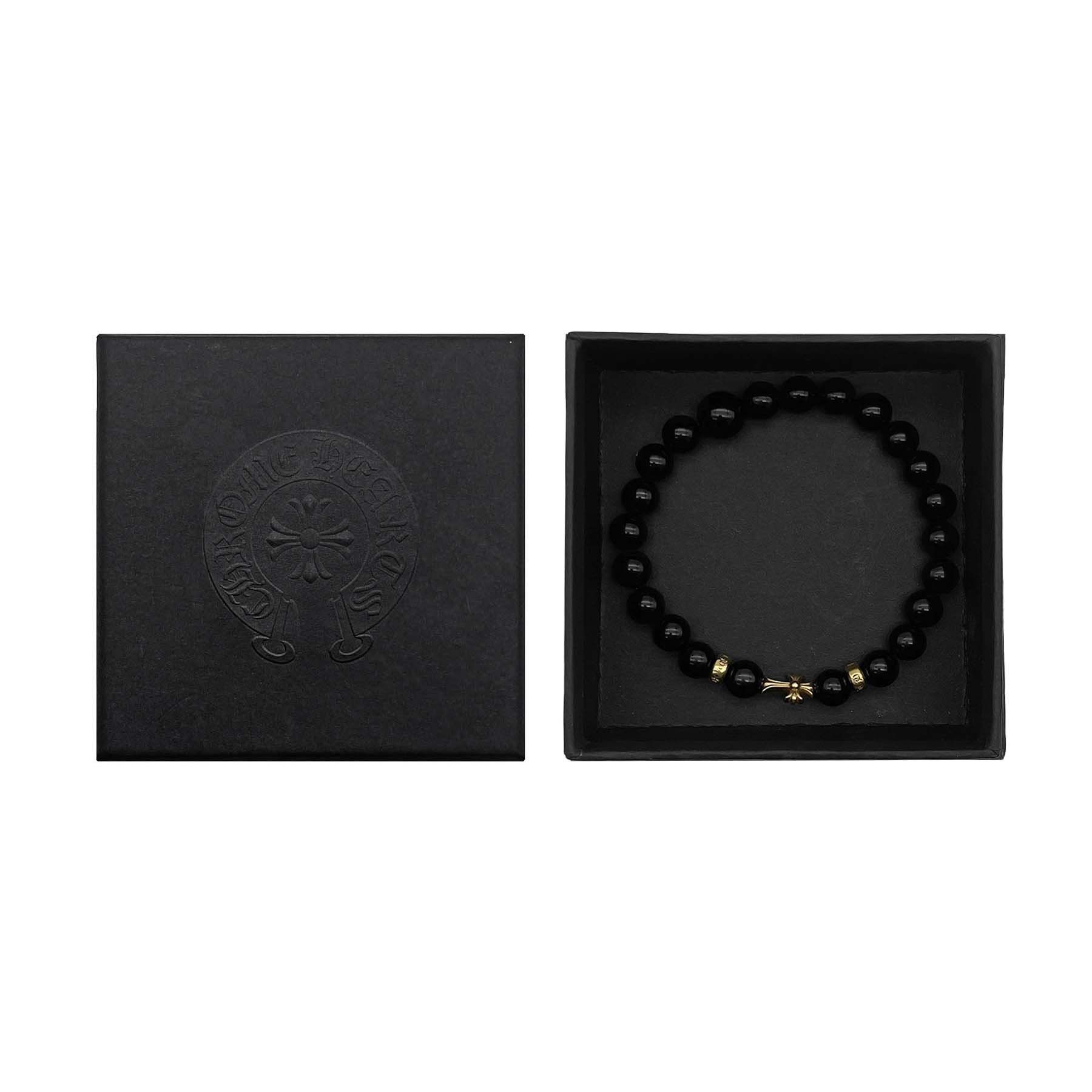 Chrome Hearts Chrome Hearts 22K Gold Cross Obsidian Beaded Bracelet Size ONE SIZE - 3 Thumbnail