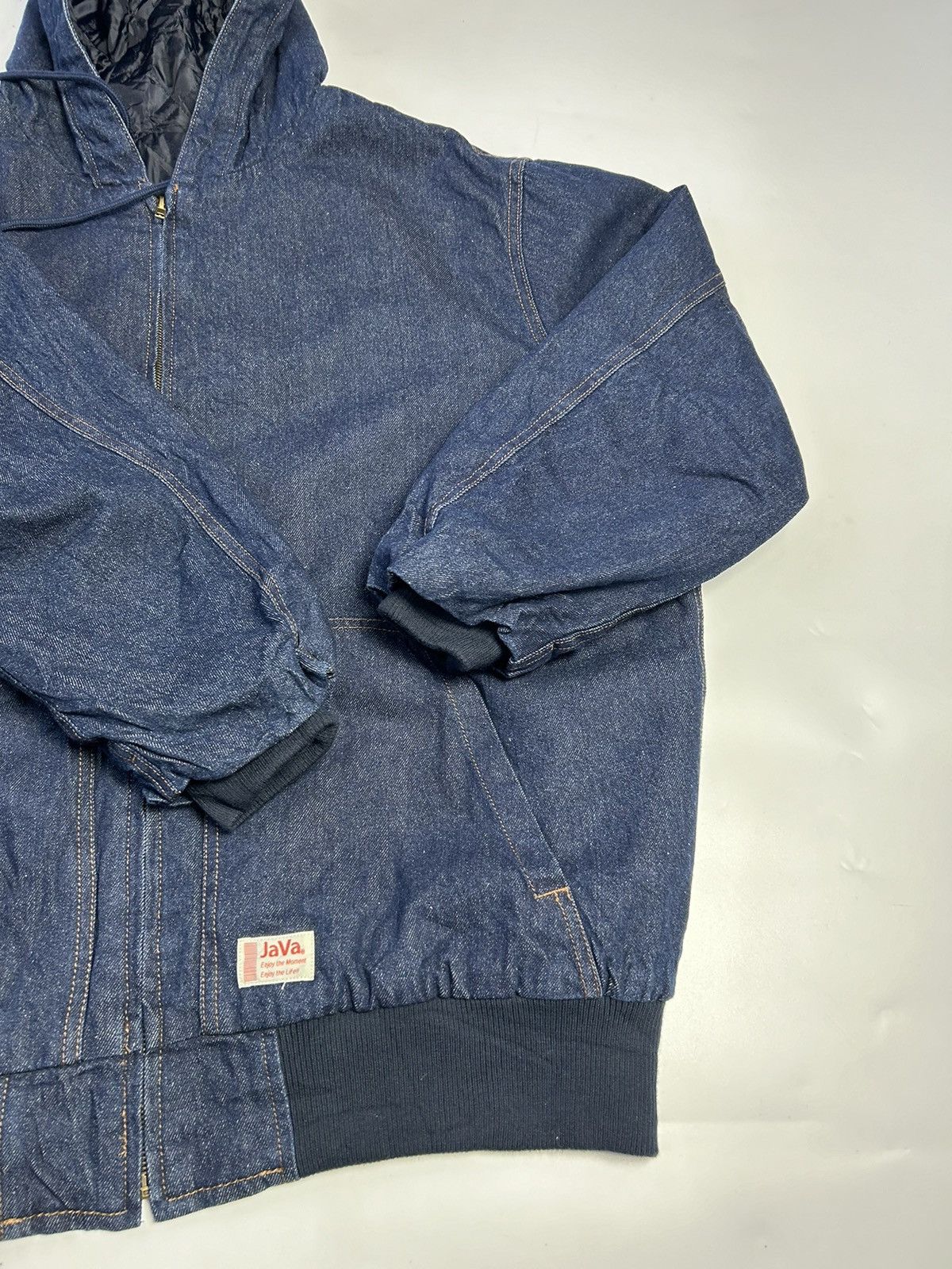 Japanese Brand JAVA DENIM BOMBER JACKET WITH HOODIE Size US L / EU 52-54 / 3 - 3 Thumbnail