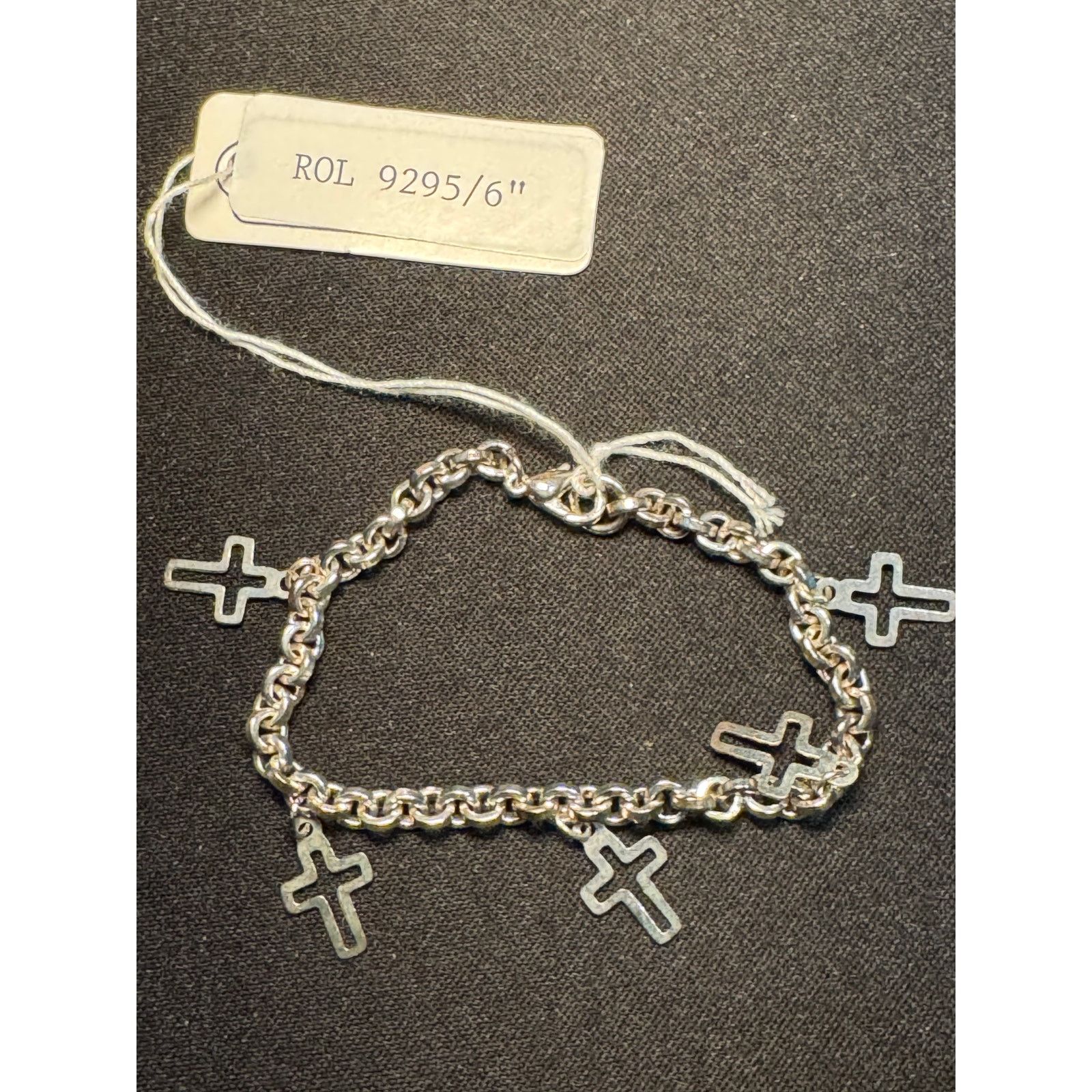 Other Rolled Cross Charm Bracelet Sterling Plated 5.5in Size ONE SIZE - 1 Thumbnail