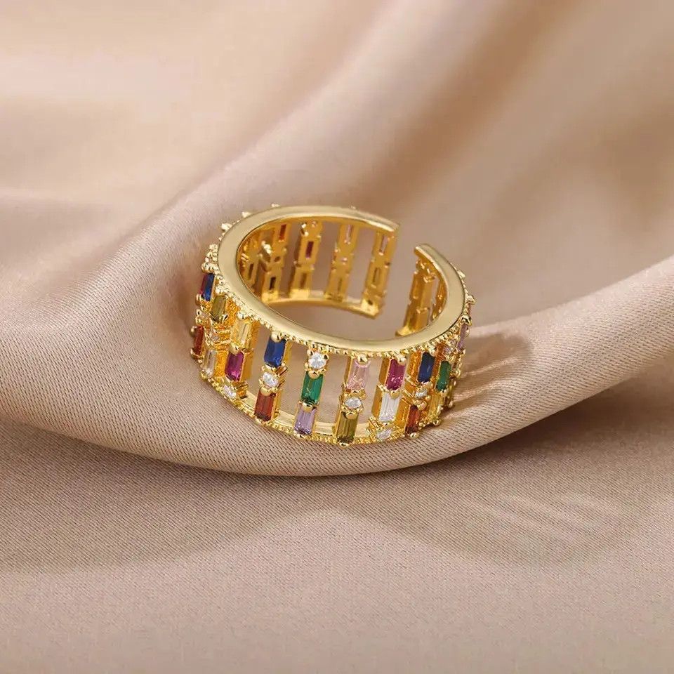 Jewelry Creative Rainbow Zircon Rings Size ONE SIZE - 2 Thumbnail