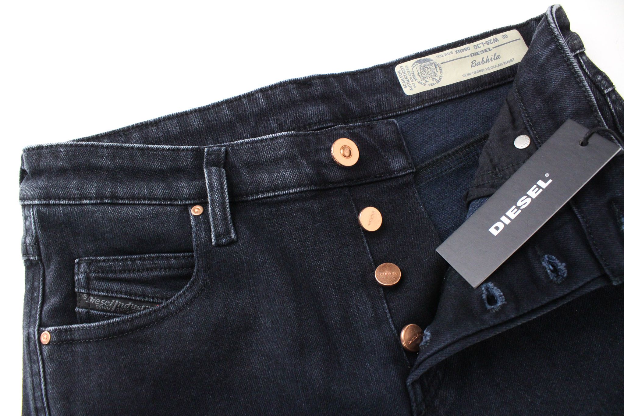 Diesel BABHILA 084NX W26/L30 Dark Blue Stretch Jeans 71397 Size 26" / US 2 / IT 38 - 3 Thumbnail