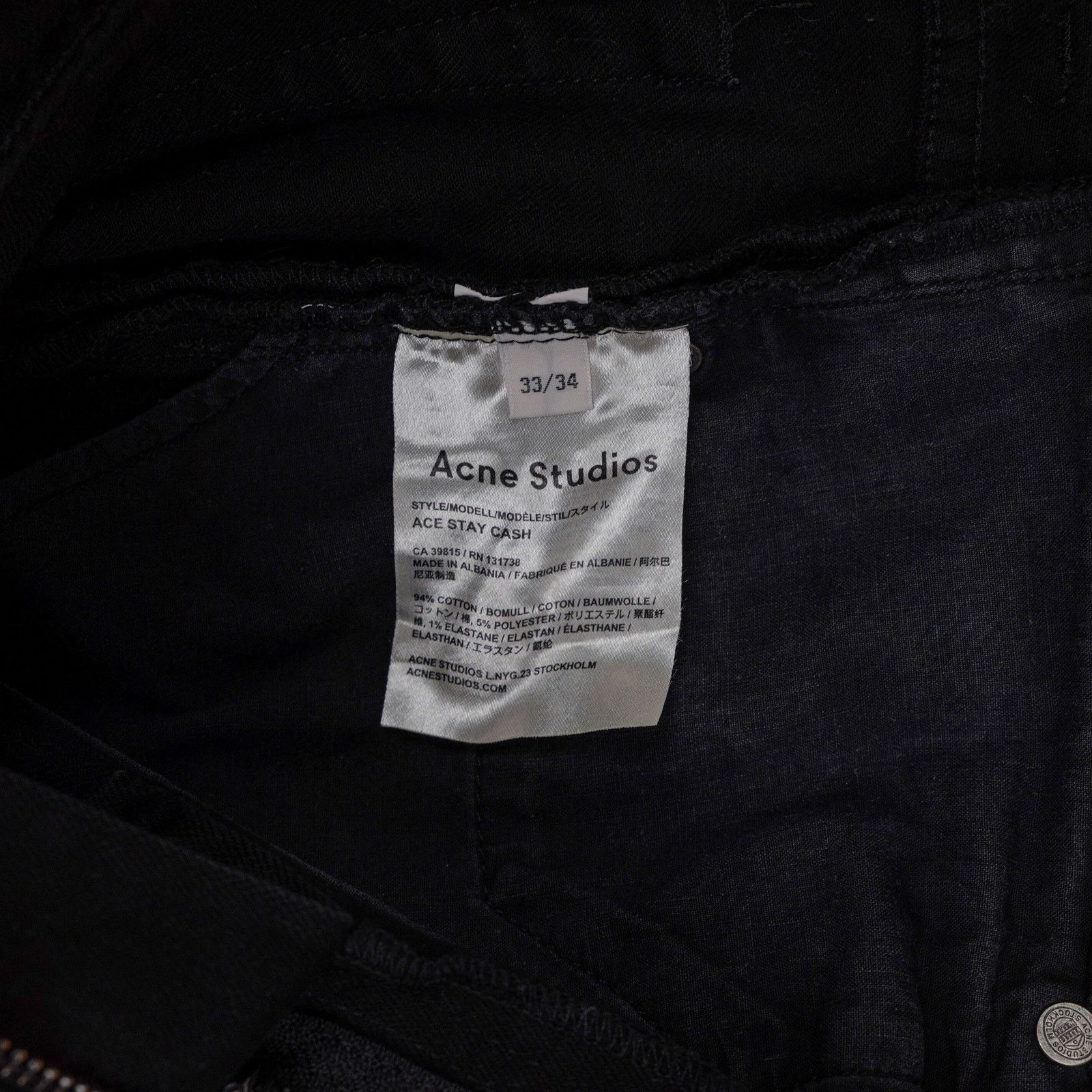 Acne Studios Acne studios ace stay cash black slim fit denim jeans pants Size US 33 - 7 Thumbnail