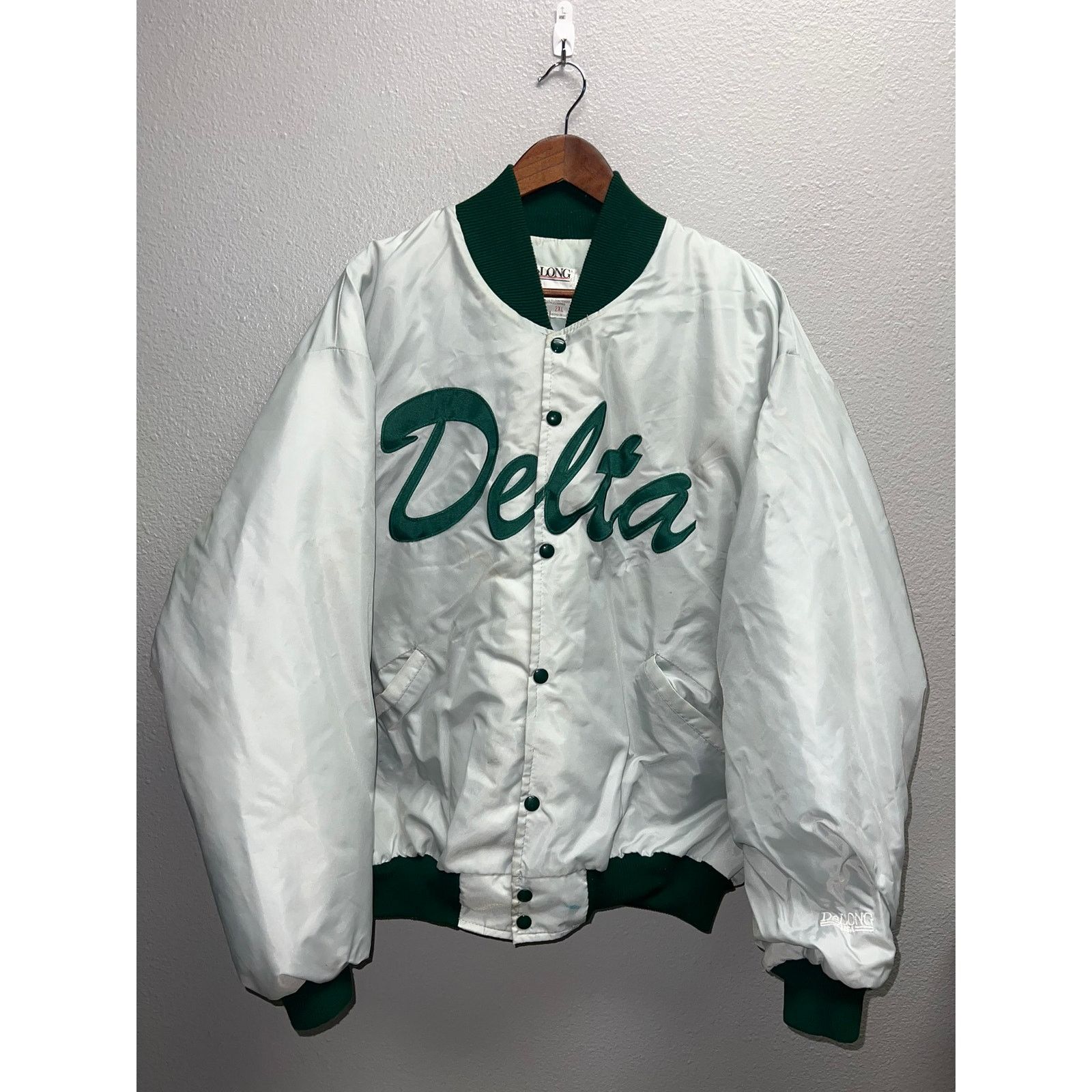 Vintage Vintage Delong Bomber Jacket DeLong USA Delta Gray VTG 2XL Size US XXL / EU 58 / 5 - 1 Thumbnail