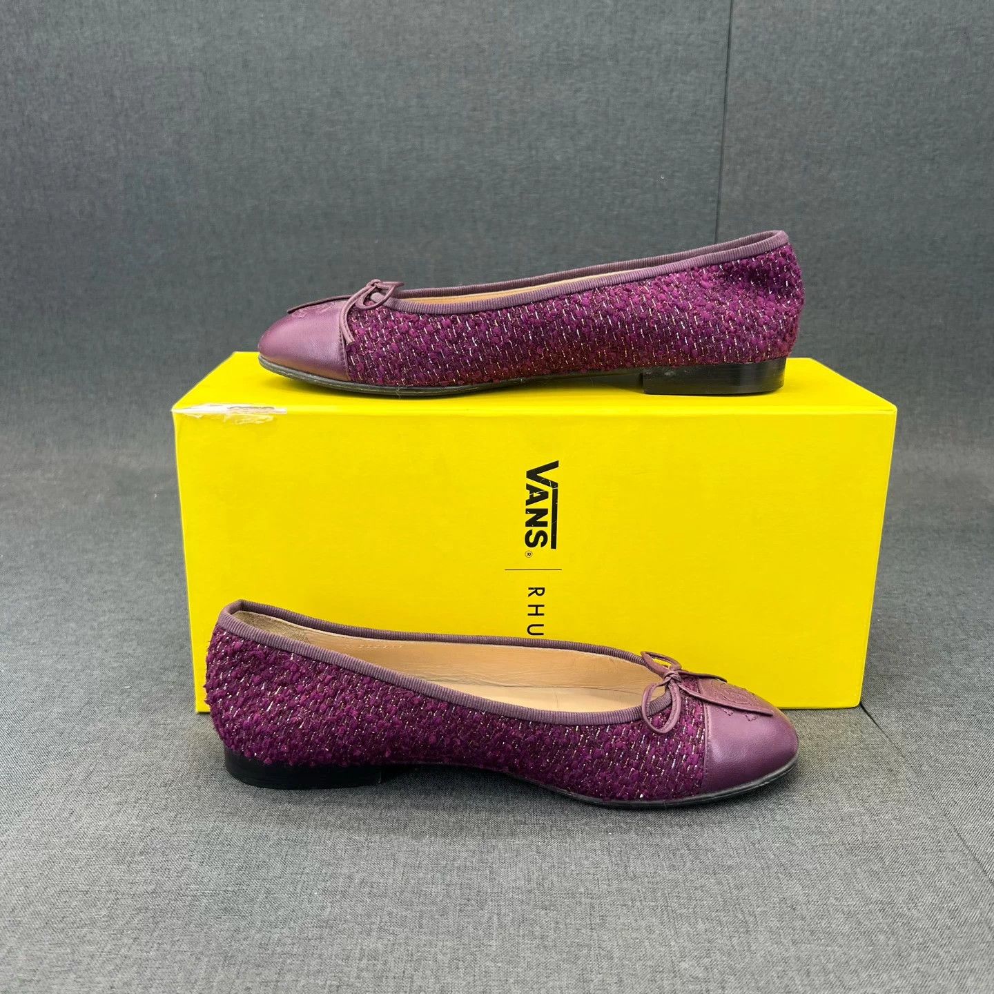 Chanel Chanel tweed purple 37.5 ballet flats box like new Size US 6.5 / IT 36.5 - 3 Thumbnail