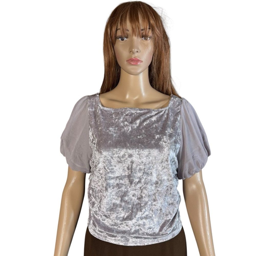 Free People NWT New Free People Midnight Mood Velvet Grey Mauve Crop To Size L / US 10 / IT 46 - 2 Thumbnail