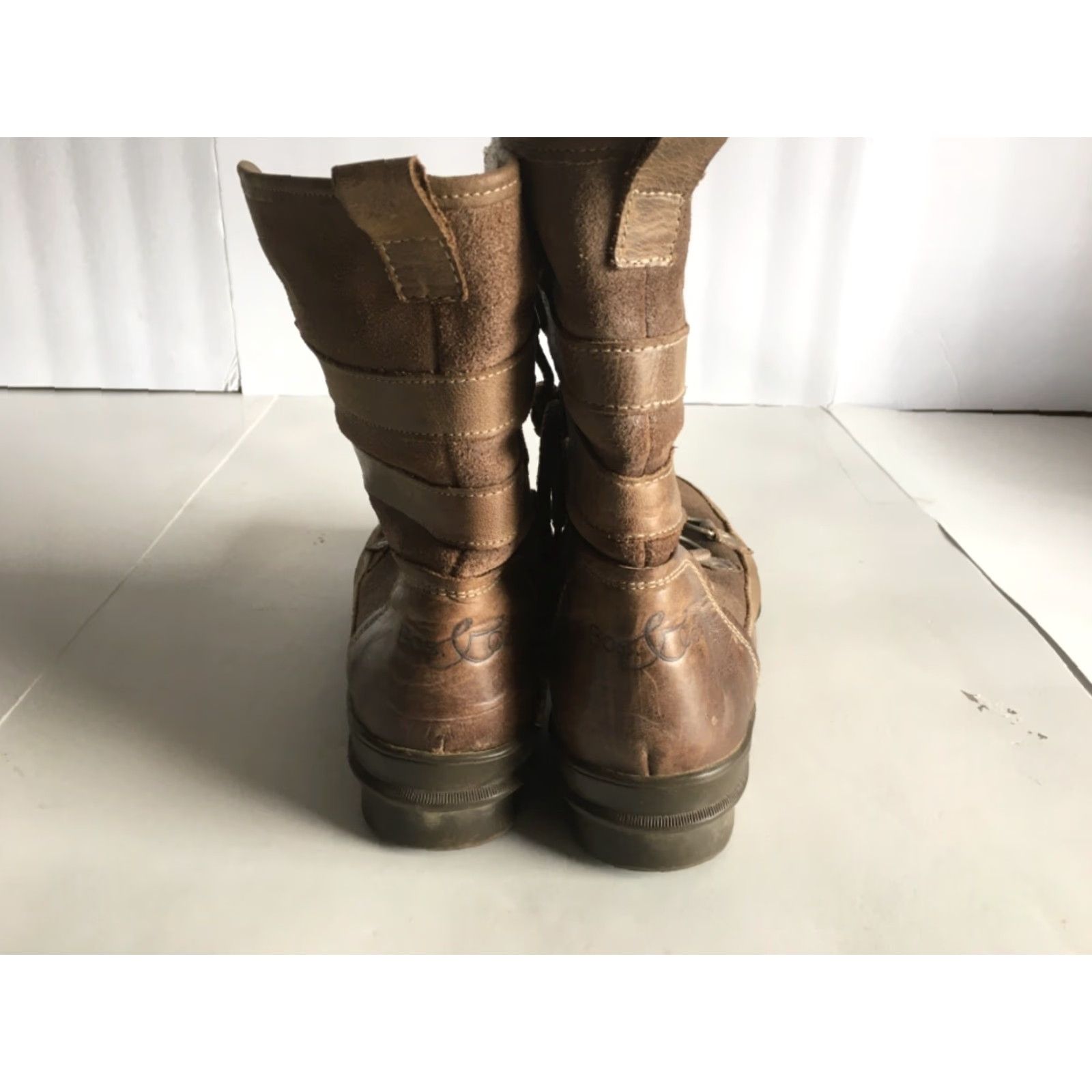 Vintage Bos & Co Boots 39 Lace Up Zip Leather Wool Lined Brown Mitchell Women Mid-Calf Block Heel US 9 EU 39 Vintage No Size US 9 / IT 39 - 3 Thumbnail