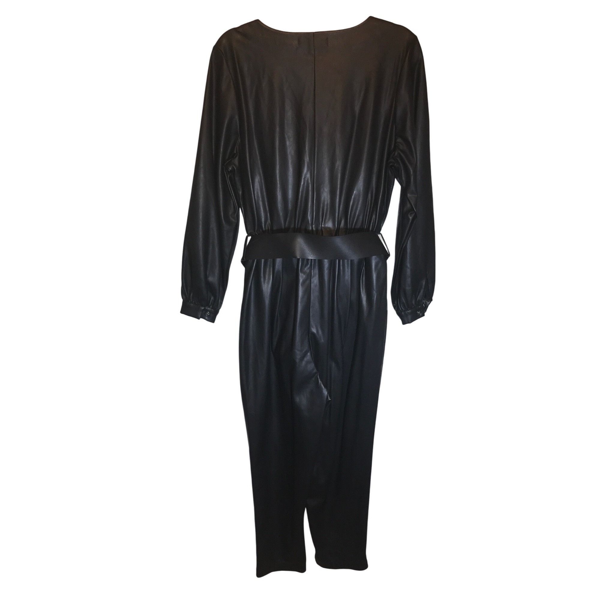Other Eloquii Women's Black Plus Size Faux Leather Jumpsuit Size 40" / US 18 - 3 Thumbnail