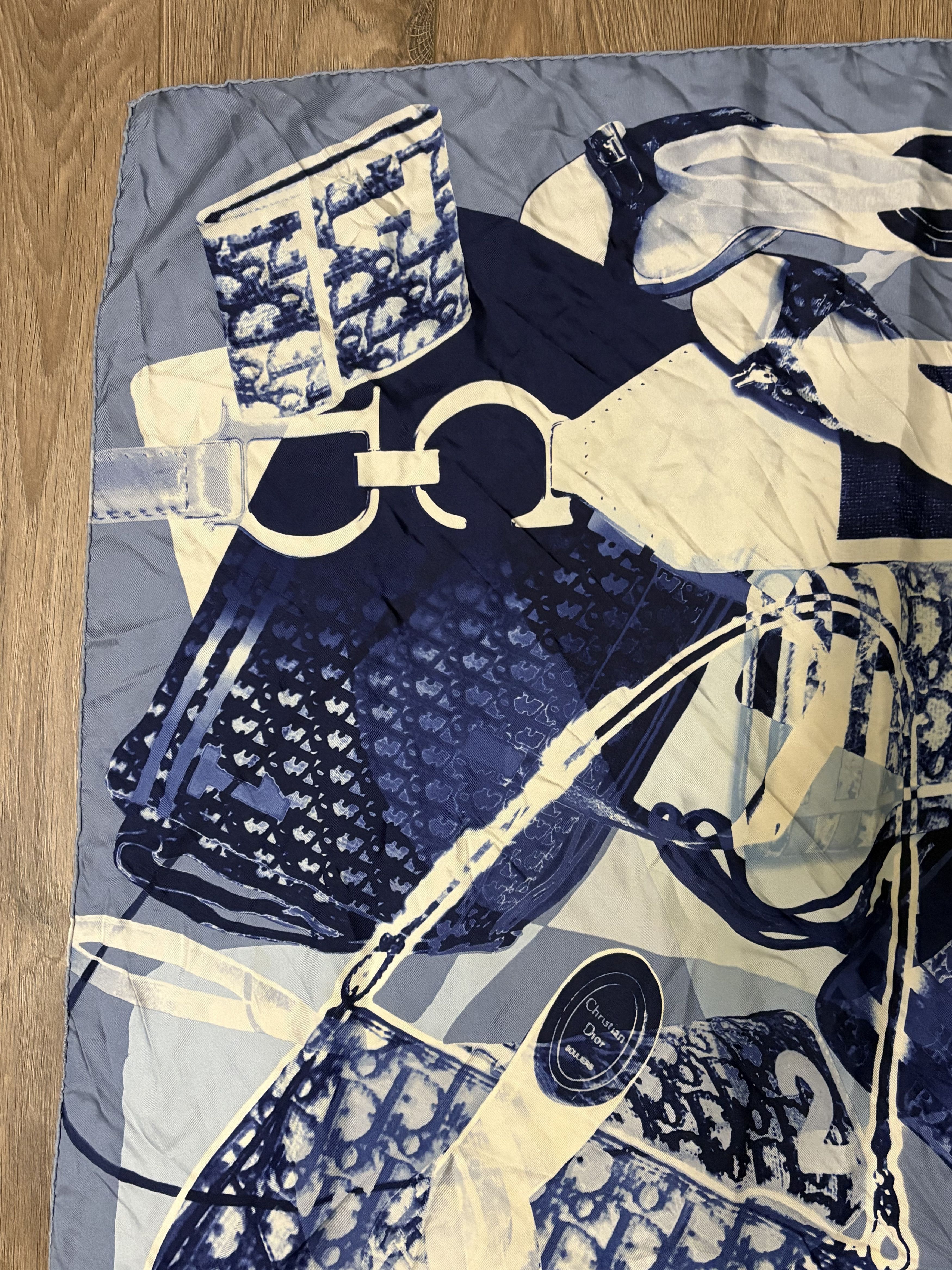 Christian Dior Monsieur Christian Dior Silk Scarf Blue Monogram Accessories Art Size ONE SIZE - 2 Thumbnail