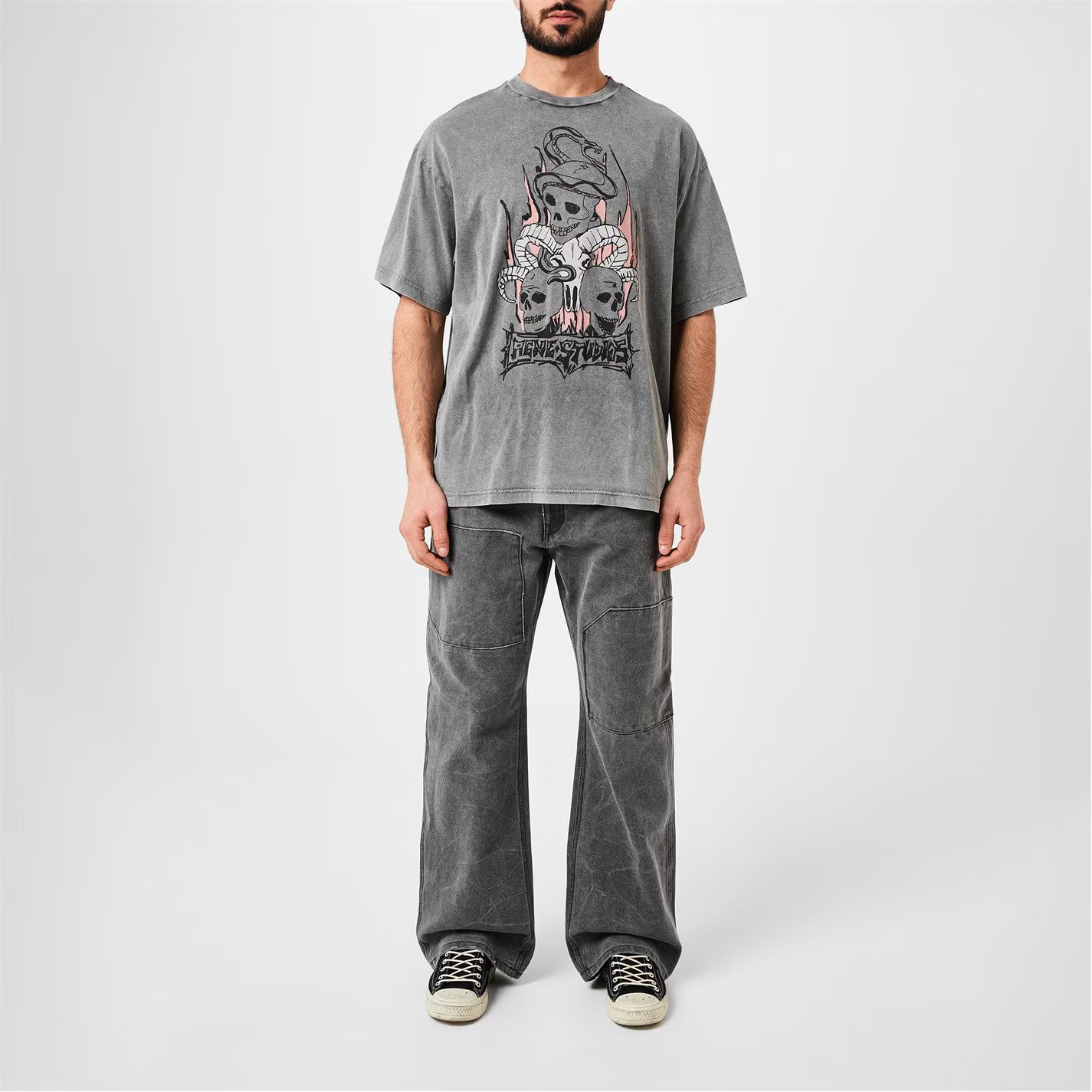 Acne Studios o1g2r1mq0825 Skull T-Shirt in Grey Size US XS / EU 42 / 0 - 6 Thumbnail