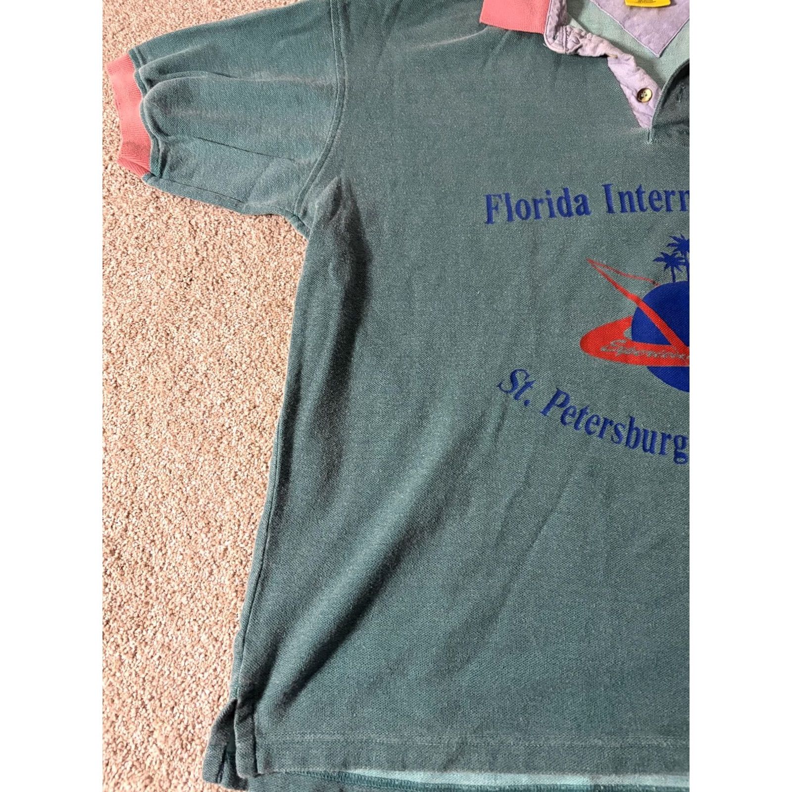 Vintage Duck Head Polo Shirt Mens Large Green Florida SLS Language School Graphic Logo Polo Shirt Casual Summer Size US L / EU 52-54 / 3 - 3 Thumbnail