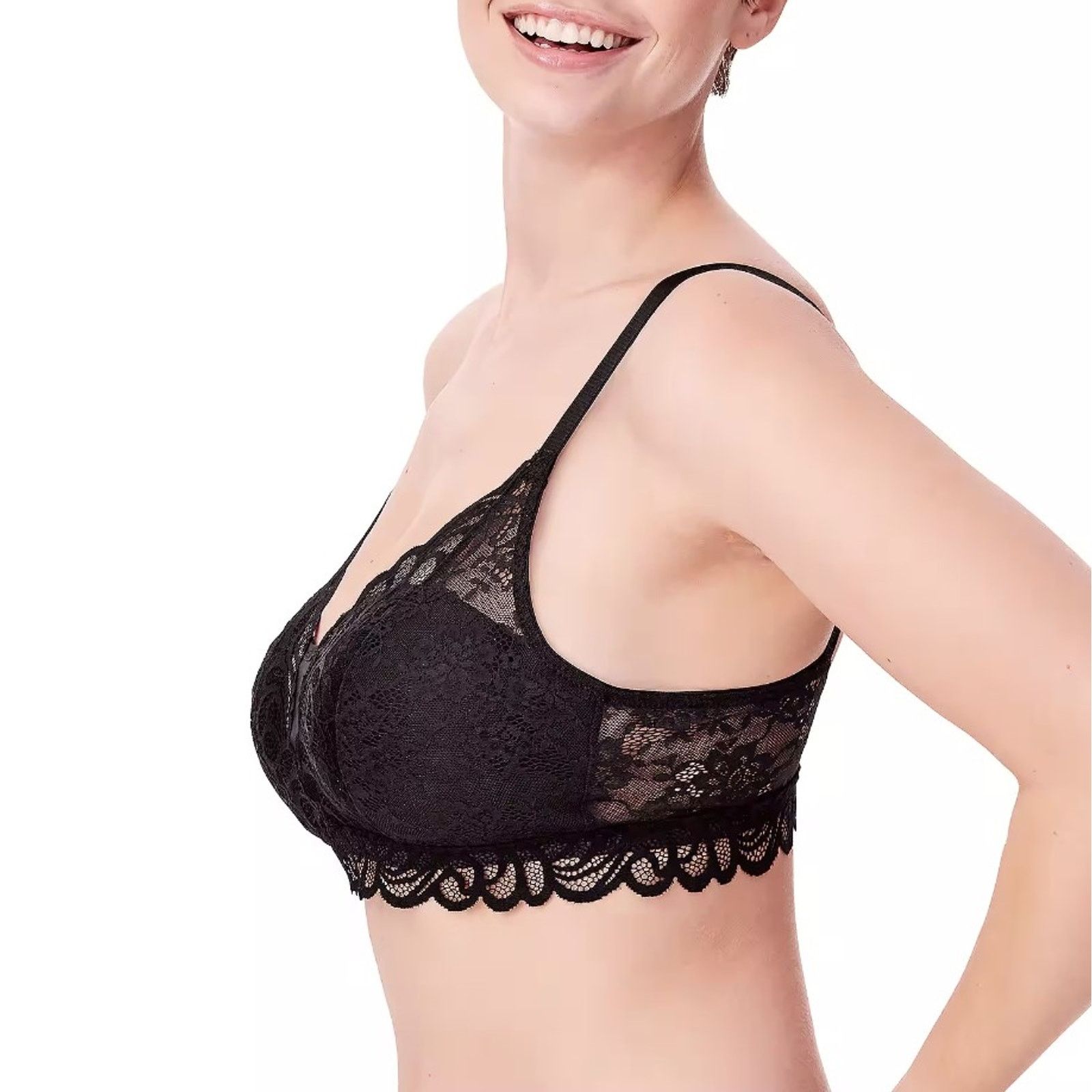 The Unbranded Brand Bali Women Black Lace Comfort Shaping Wireless Bra Size S Size ONE SIZE - 3 Thumbnail