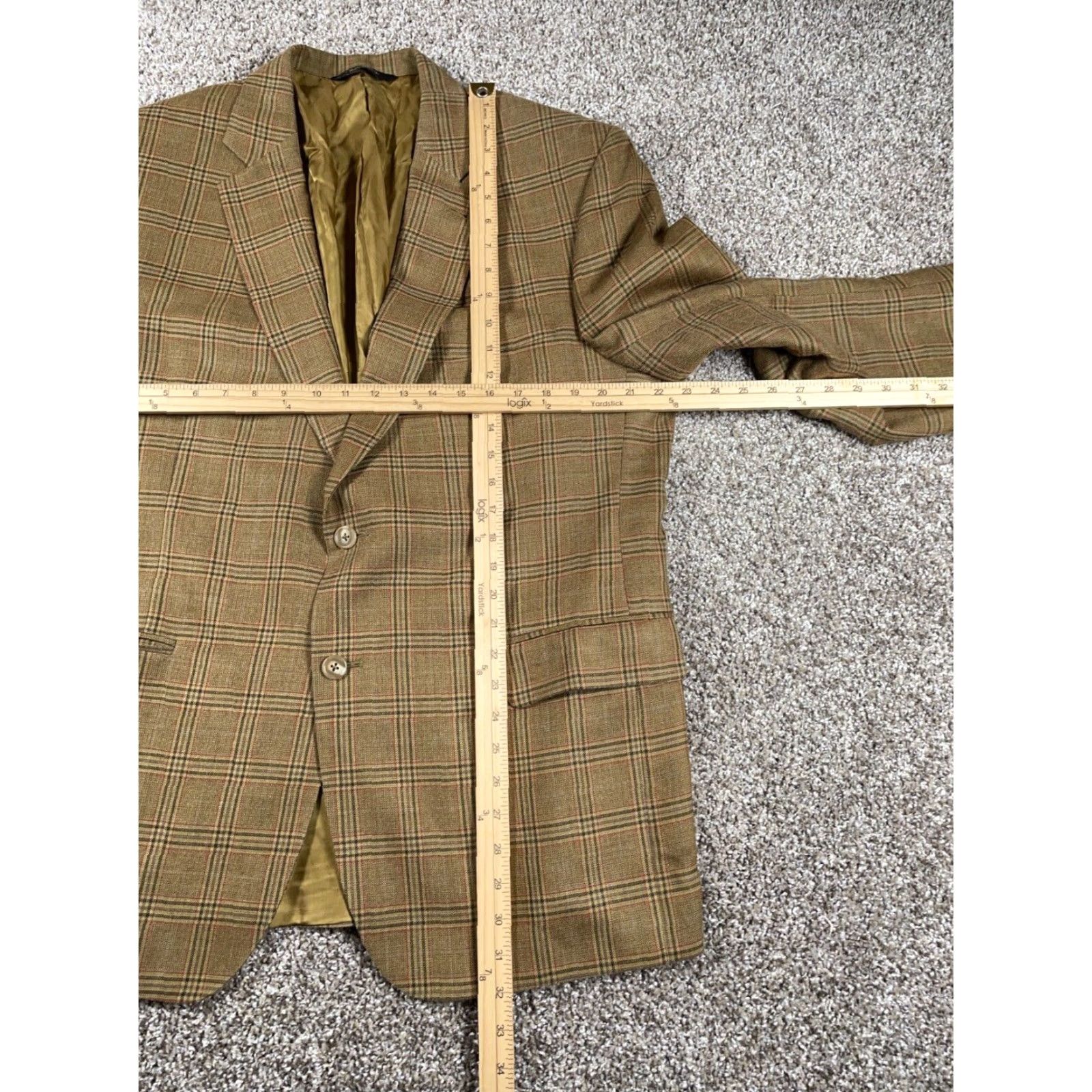 Jos. A. Bank Jos. A. Bank Brown Glen Plaid Blazer Men's 44 Regular Silk Wool Two-Button Single-Breasted Classic Preppy Size 44R - 6 Thumbnail