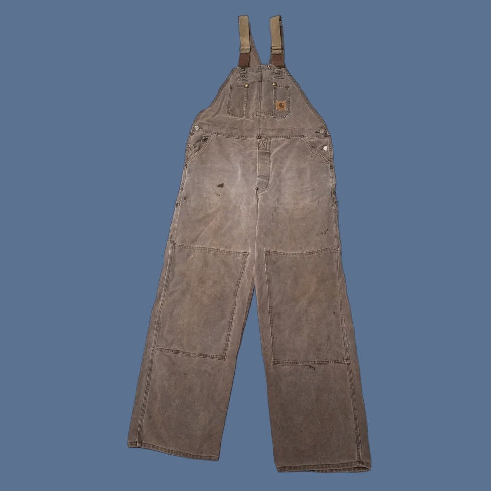 Carhartt VINTAGE Carhartt Dungarees 40 Tan Overalls Mens Trousers Workwear Casual Vintage USA 90s Grunge Retro Logo Quilted Canvas Cotton Size US 40 / EU 56 - 1 Thumbnail
