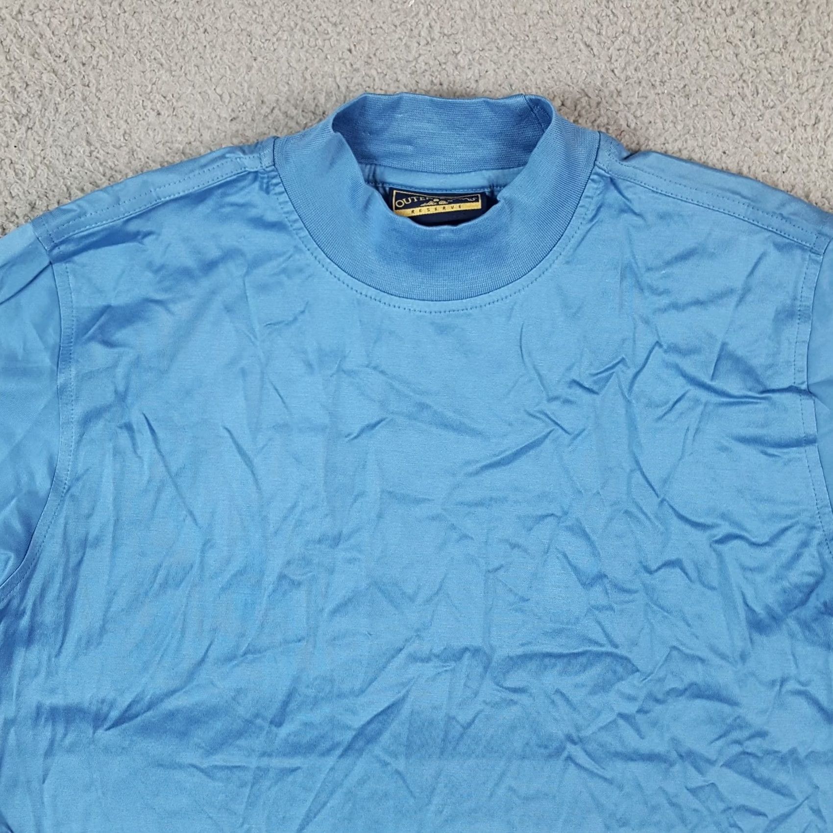 Vintage VINTAGE Outer Banks T-Shirt Shorts Sleeve Mock Turtle Neck Men S Blue Cotton Embroidered Logo 90s 00s Preppy Vintage Mens Shirt S Size 36R - 3 Thumbnail