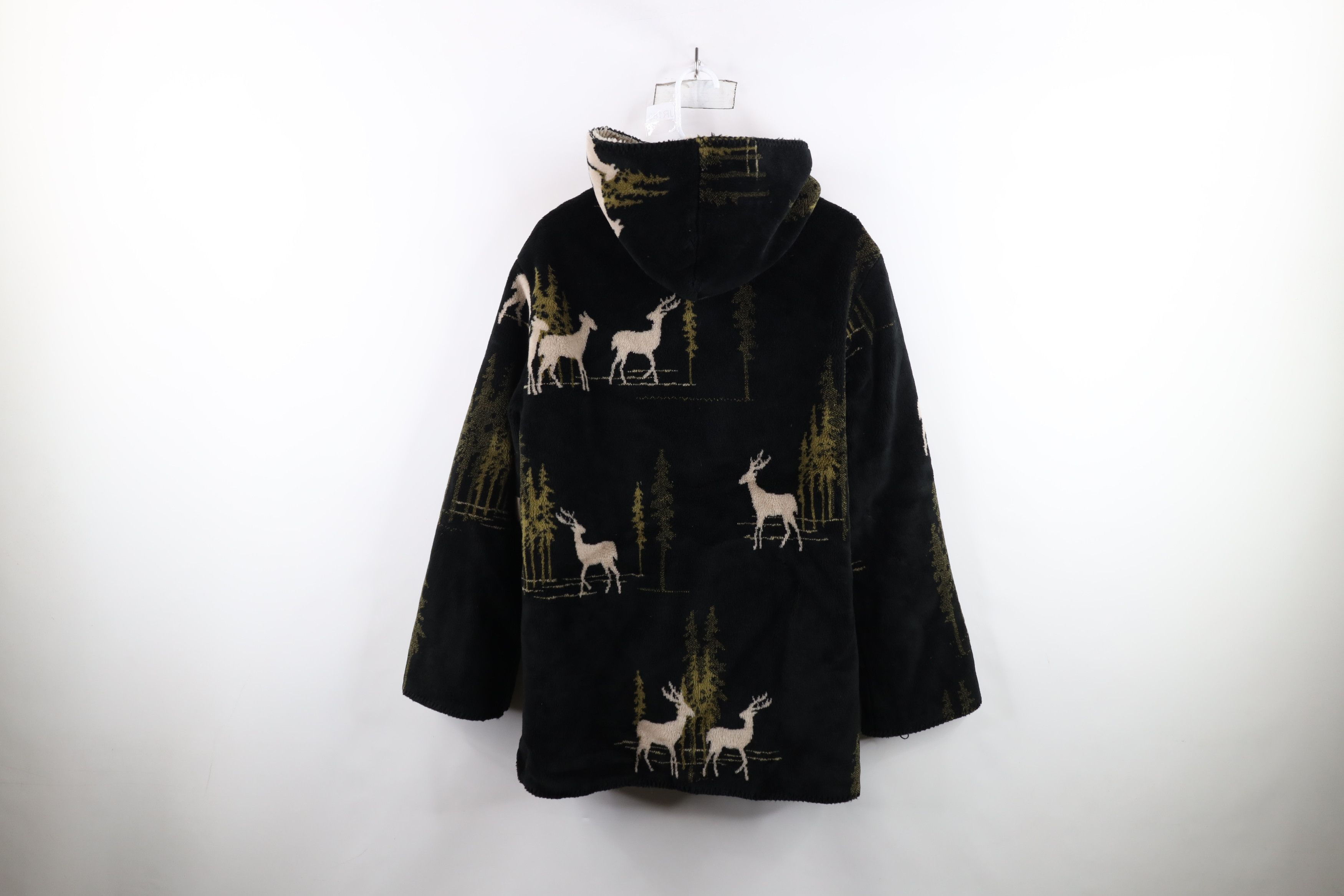 Vintage Vintage 90s Streetwear All Over Print Hooded Fleece Jacket Size L / US 10 / IT 46 - 11 Thumbnail