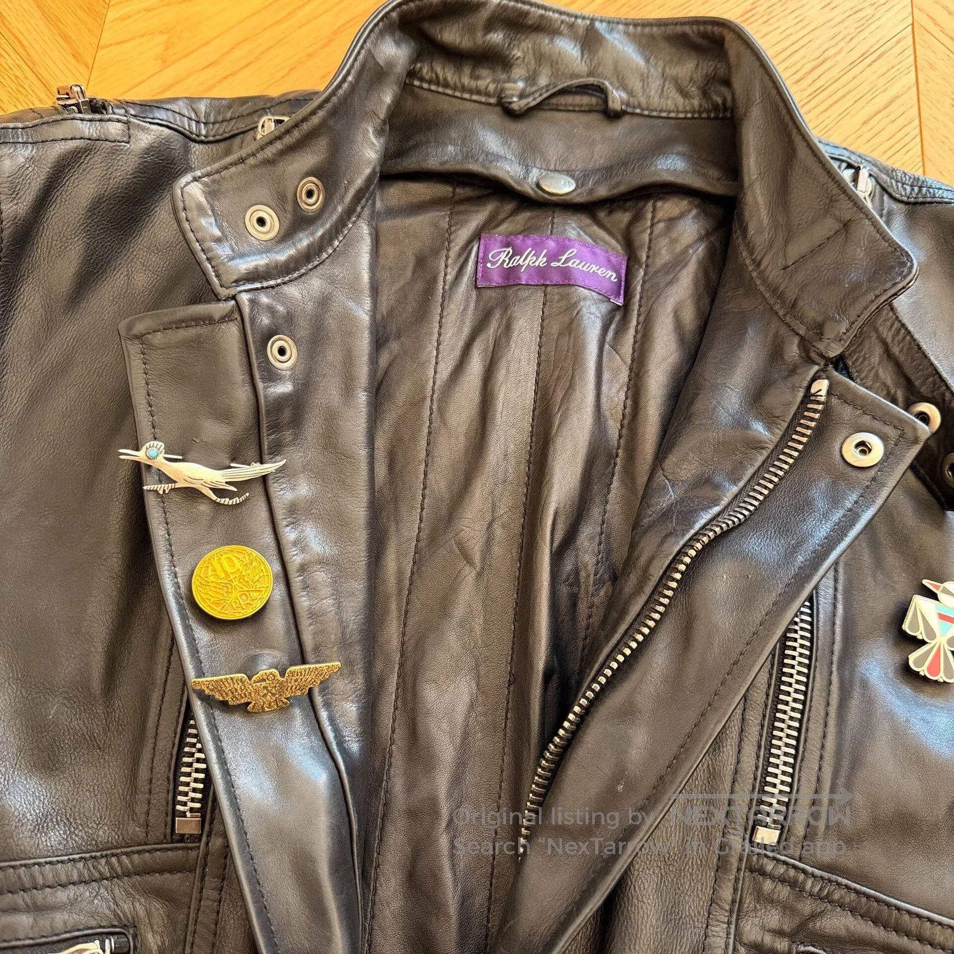 Ralph Lauren Purple Label Classic Black Leather Motorcycle Jacket. Size US L / EU 52-54 / 3 - 7 Thumbnail