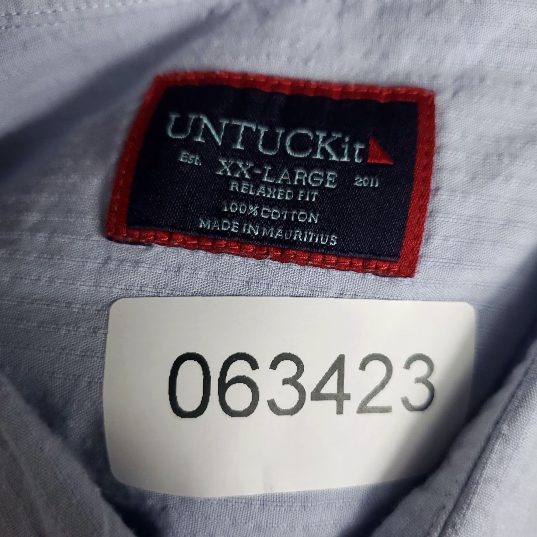 UNTUCKit UNTUCKit Shirt Mens 2XL Blue Short Sleeve Button-Up Cotton Solid Casual Mens Size US XXL / EU 58 / 5 - 7 Thumbnail