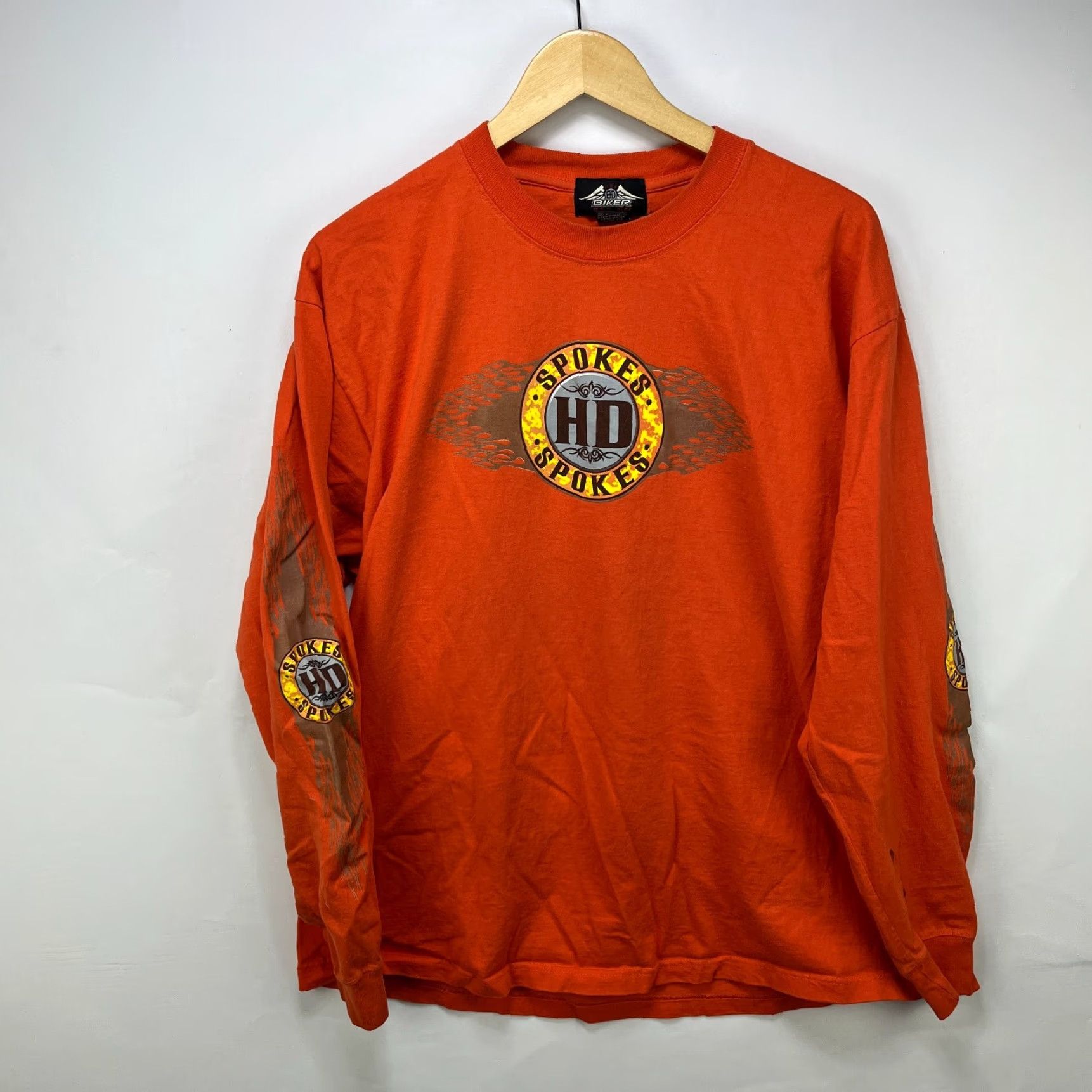 Harley Davidson VINTAGE Harley-Davidson Long Sleeve T-Shirt XL Biker Hot Girl Boobs Flames Orange Men Mens Shirts Size US XL / EU 56 / 4 - 5 Thumbnail