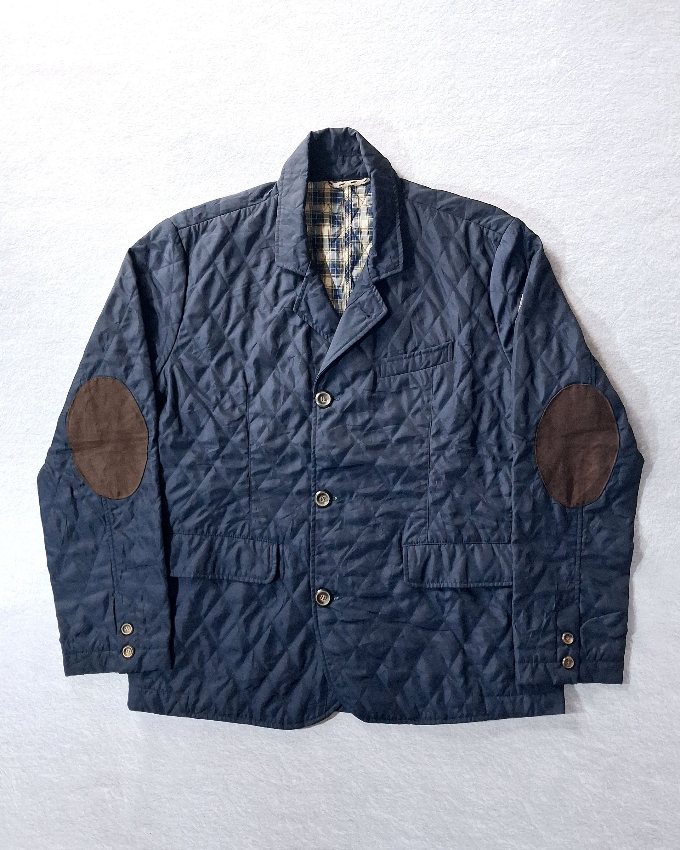 Vintage SERGE BLACO QUILTED JACKET WITH BROWN SUEDE ELBOW PATCHES Size US XL / EU 56 / 4 - 1 Thumbnail