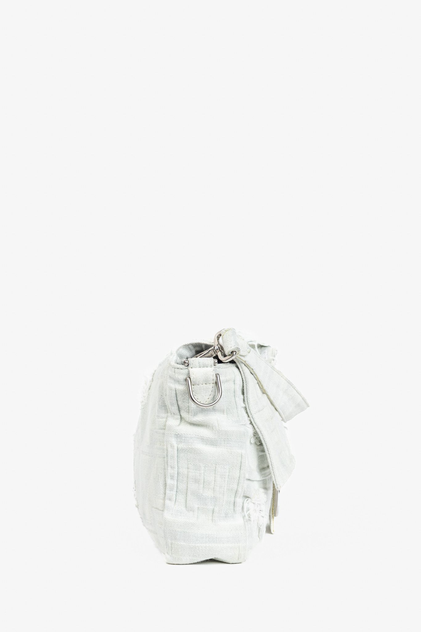 Fendi Fendi by Marc Jacobs Maxi Baguette White Denim Shoulder Bag Size ONE SIZE - 3 Thumbnail
