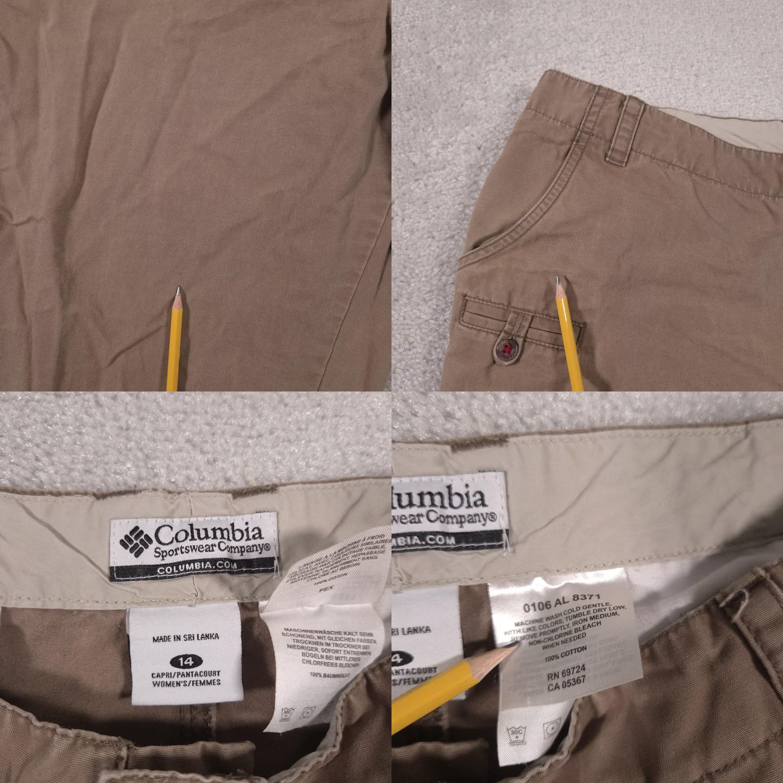 Vintage Columbia Capri Pants Womens 14 Khaki Cotton Casual Outdoor Travel Hiking Capris Pants Size 36" / US 14 / IT 50 - 8 Thumbnail