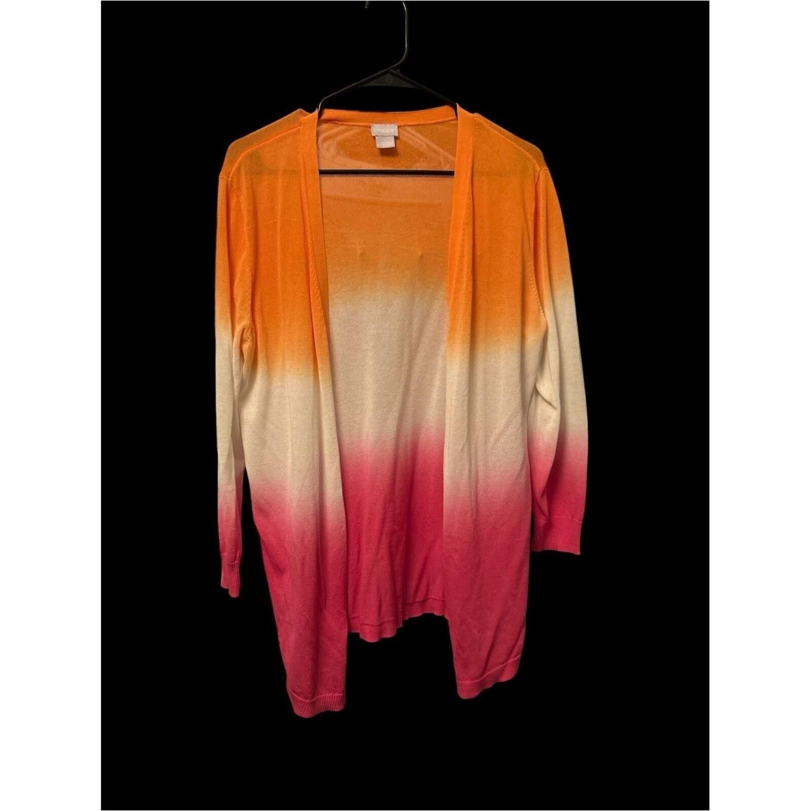 Chicos Chico's Ombre Cardigan Sweater - Orange, Cream & Pink Size M / US 6-8 / IT 42-44 - 1 Thumbnail