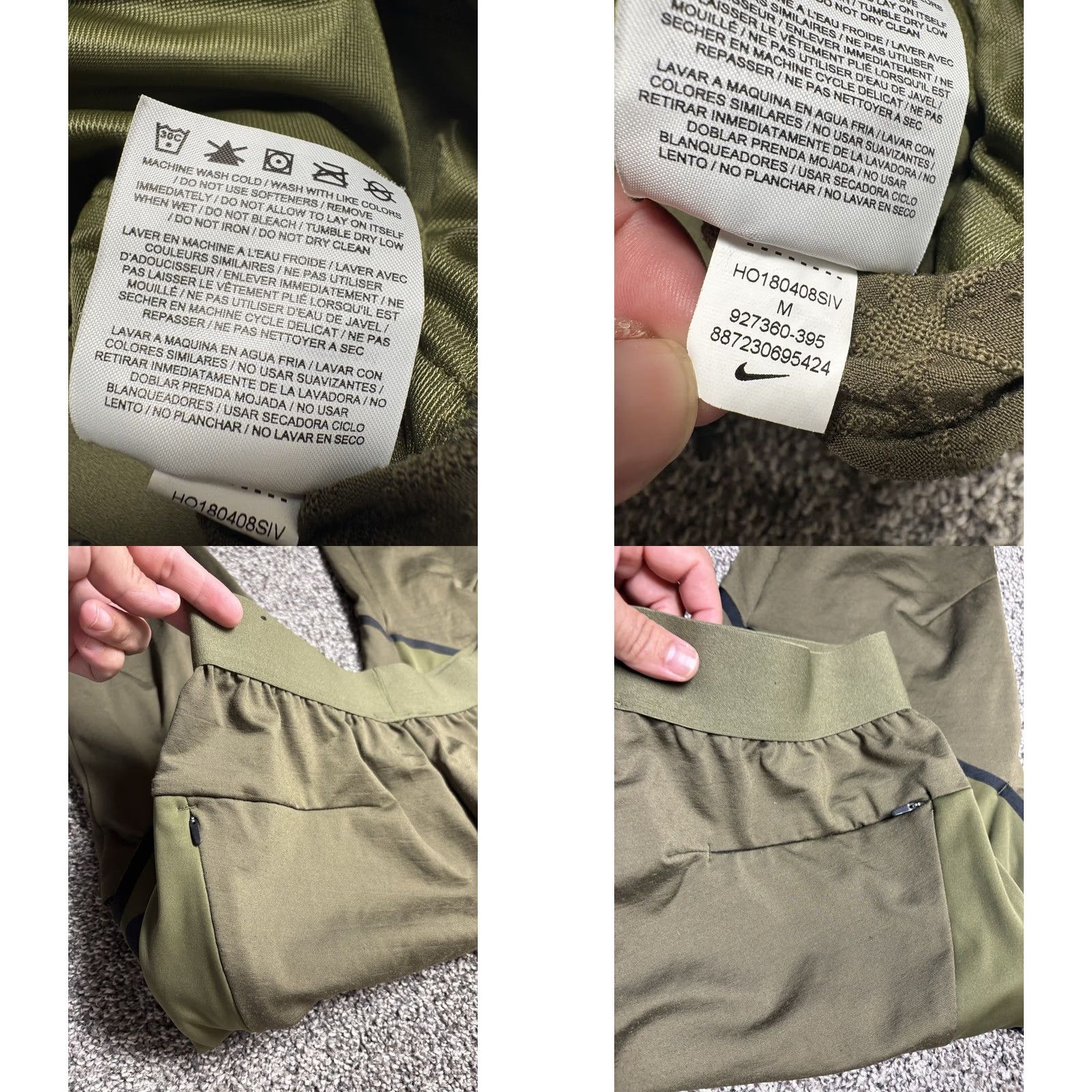 Nike Nike Training Pants Mens M Olive Green Snap Pockets 927360 Size US 31 - 8 Thumbnail