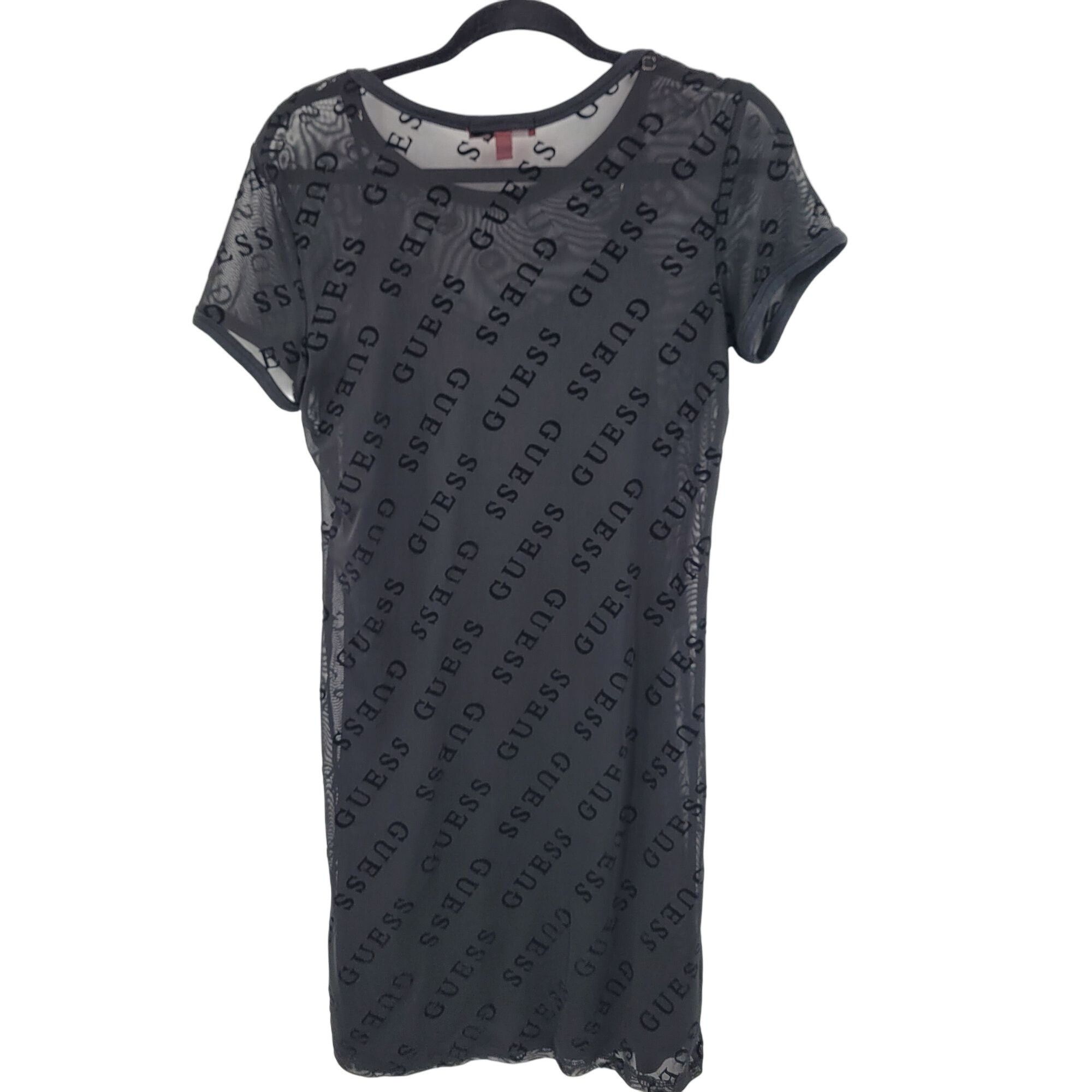 Guess Y2K Guess Black Sheer Mesh Velvet Logo Spell Out Mini Slip D Size M / US 6-8 / IT 42-44 - 11 Thumbnail