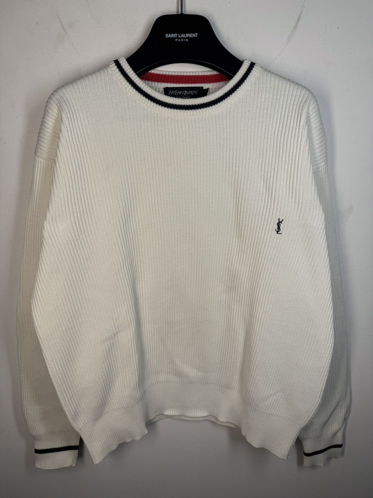 Yves Saint Laurent 90s YSL Sweater Knit White Yves Saint Laurent Vintage Size US S / EU 44-46 / 1 - 2 Thumbnail