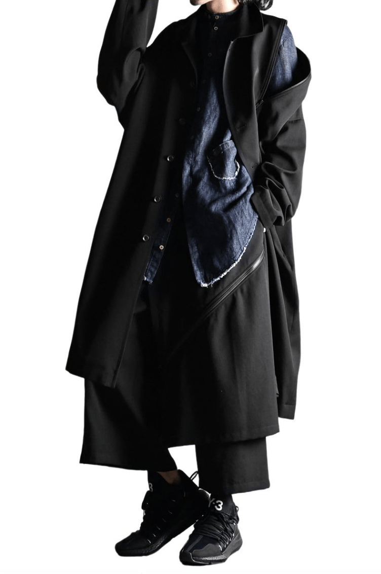 Yohji Yamamoto B Yohji Yamamoto - W/Gabardine Bias Fastener Long Coat Size US L / EU 52-54 / 3 - 4 Thumbnail