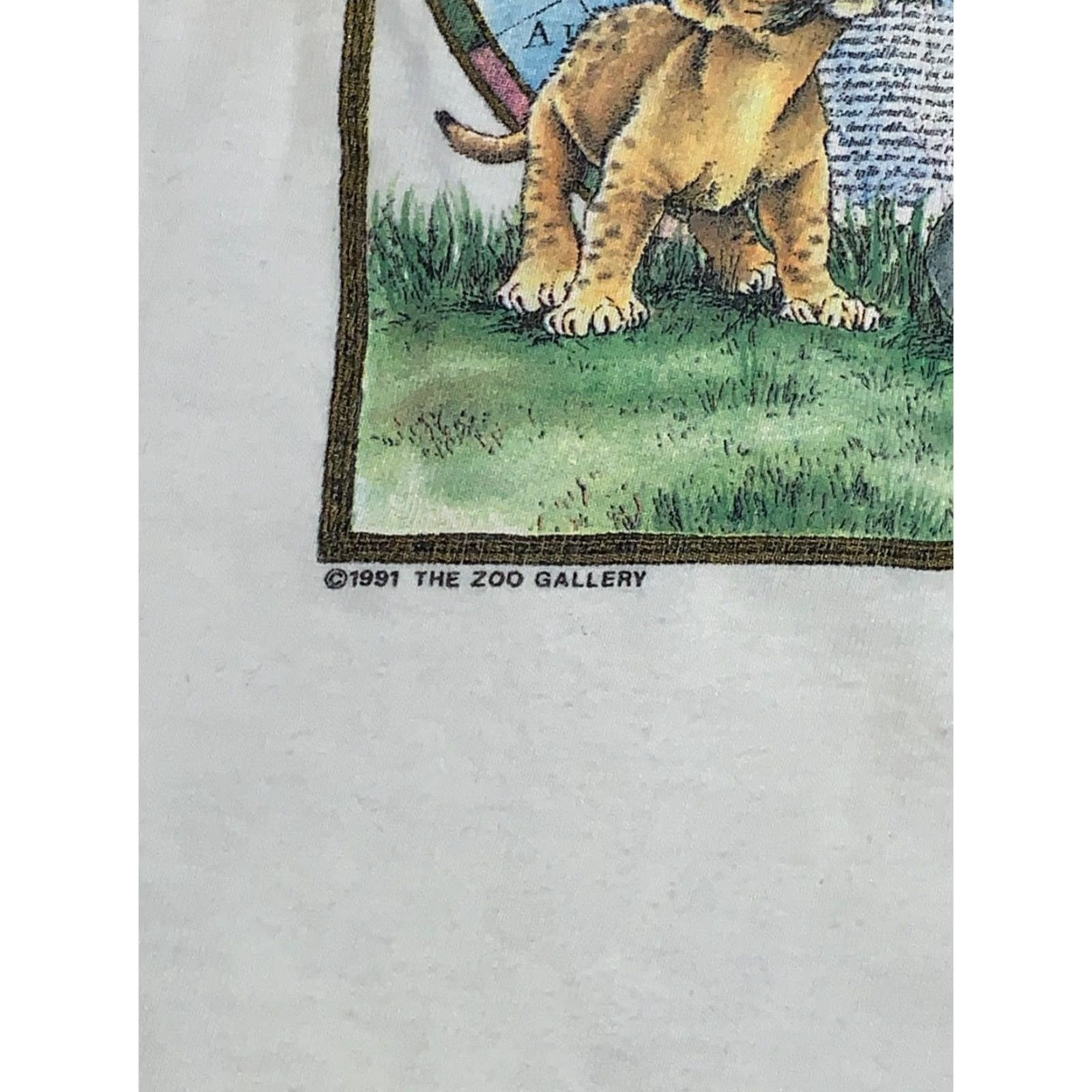 Hanes VINTAGE 90s Zoo Gallery Shirt Mens L White Long Sleeve Animals Graphic Print Crew Neck Hanes 11273 Mens Size US L / EU 52-54 / 3 - 4 Thumbnail