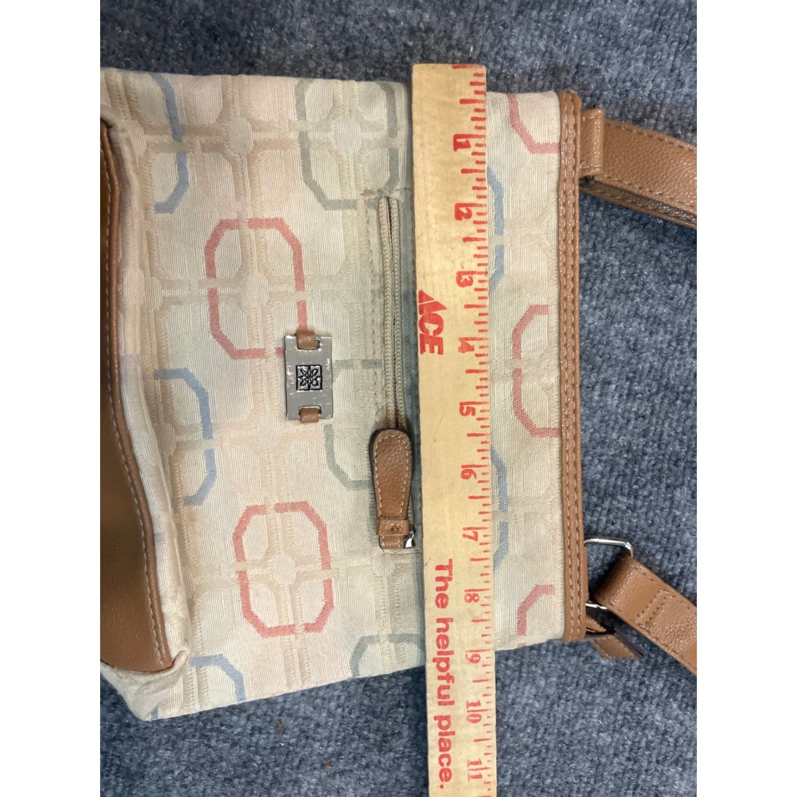 Vintage ROSETTI Purse Handbag Shoulder Bag Medium Almond Cotton Polyester Women 9.5" x 8.5" Zip Magnet Pockets Zippers Size ONE SIZE - 3 Thumbnail