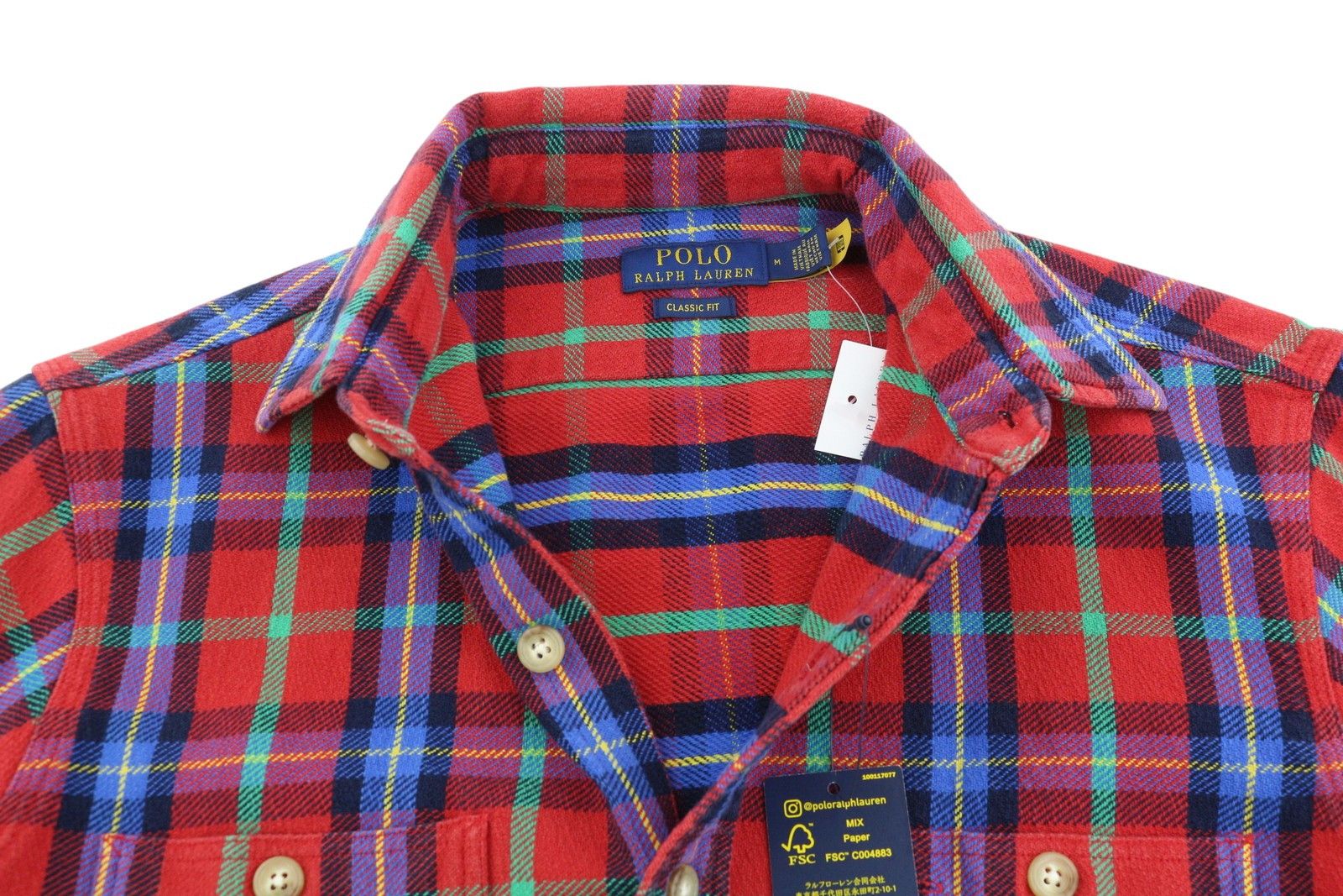 Ralph Lauren M Red Plaid Fit Spread Neck Button-Up Logo 87033 Size US M / EU 48-50 / 2 - 4 Thumbnail
