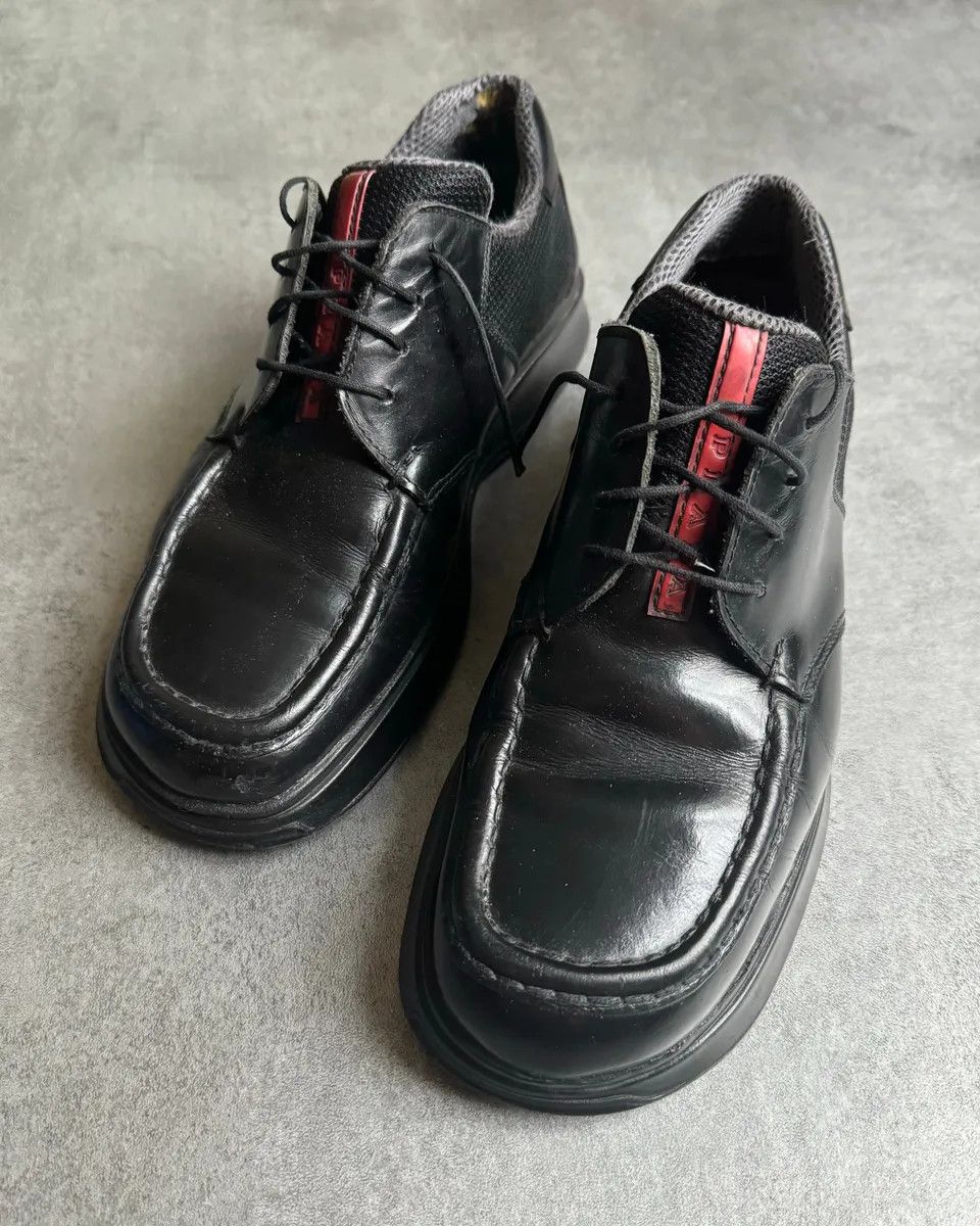 Prada AW2000 Prada Cozy Black Mesh Leather Derby Shoes Size US 7 / EU 40 - 2 Thumbnail